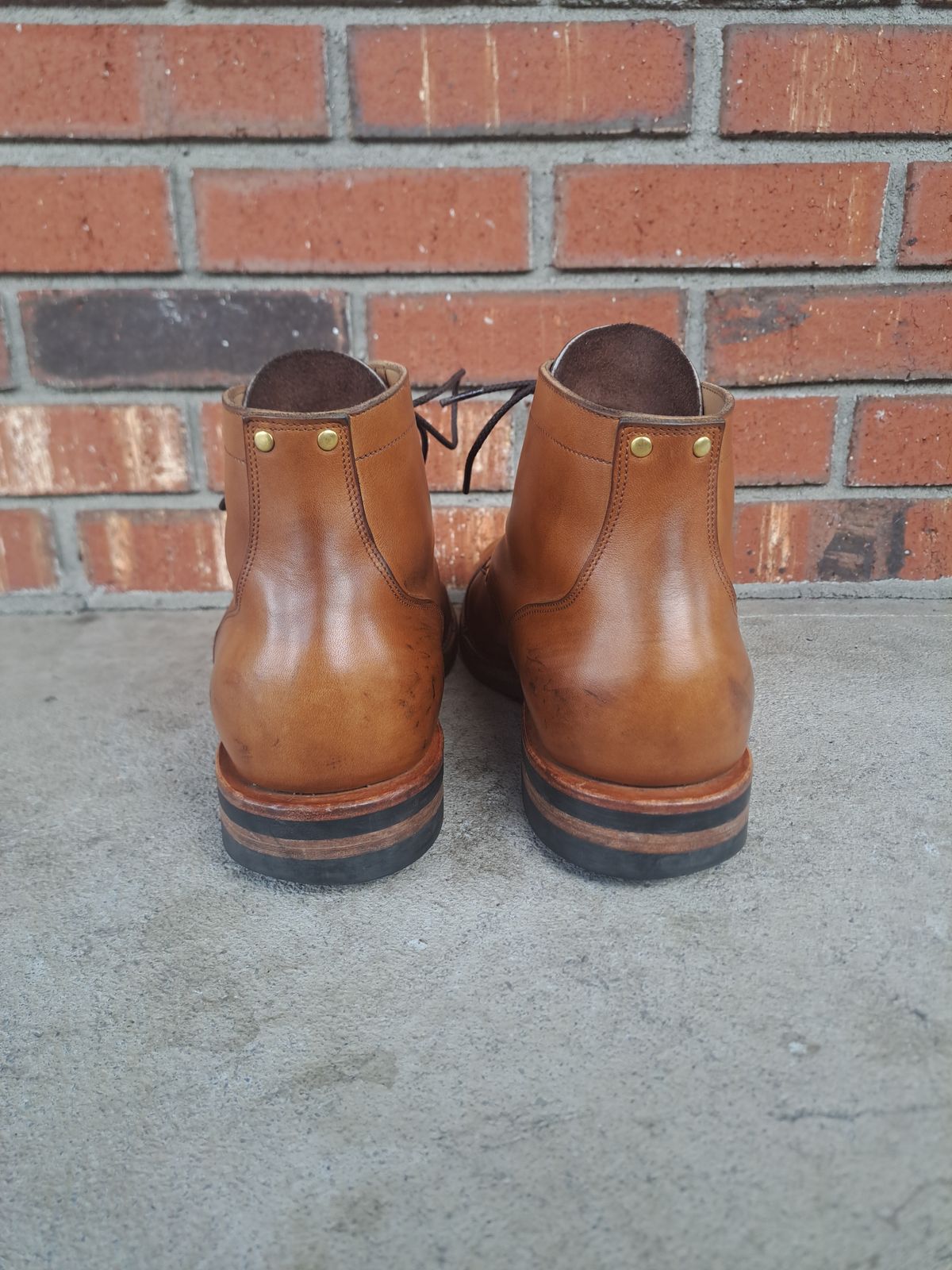 Photo by NewRiverBoot on April 4, 2024 of the New River Boot BARKSDALE in Horween Moc Latigo.