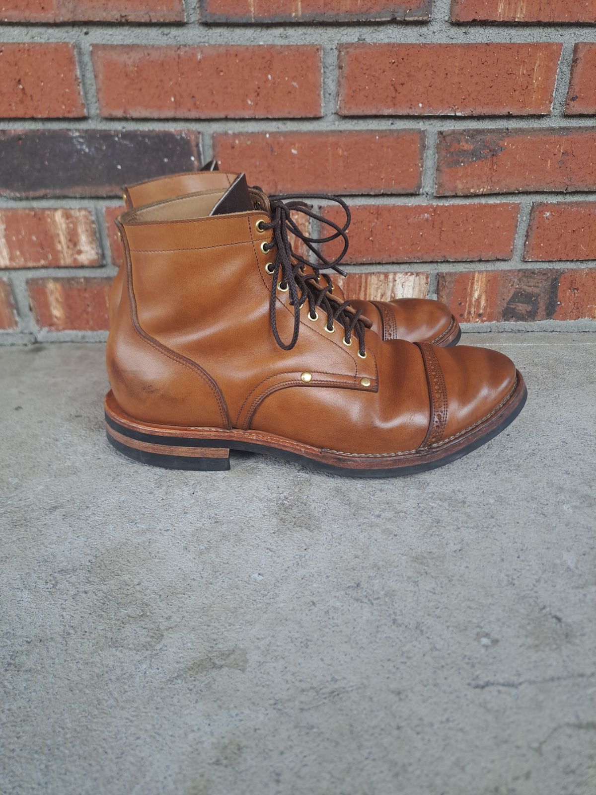 Photo by NewRiverBoot on April 4, 2024 of the New River Boot BARKSDALE in Horween Moc Latigo.