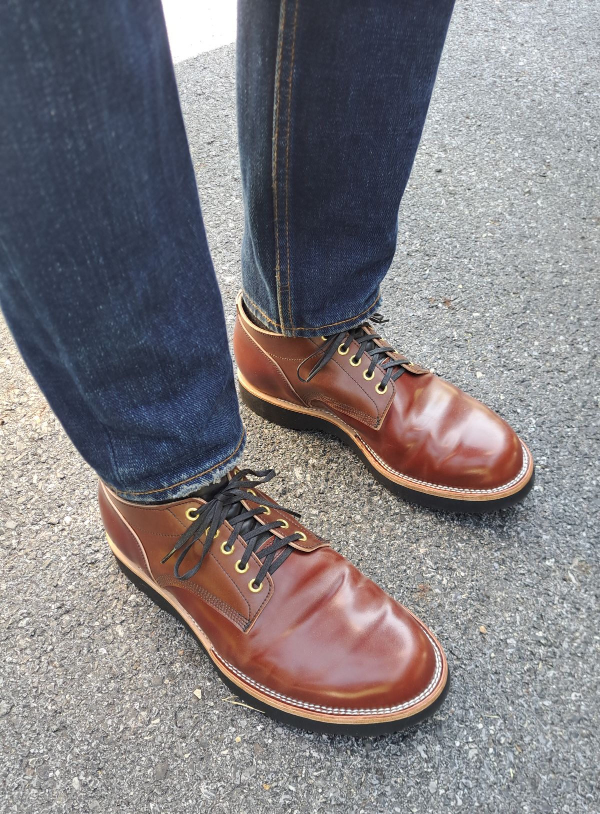 Photo by NewRiverBoot on April 29, 2024 of the New River Boot Quade in Leder Ogawa Coffee Shell Cordovan.
