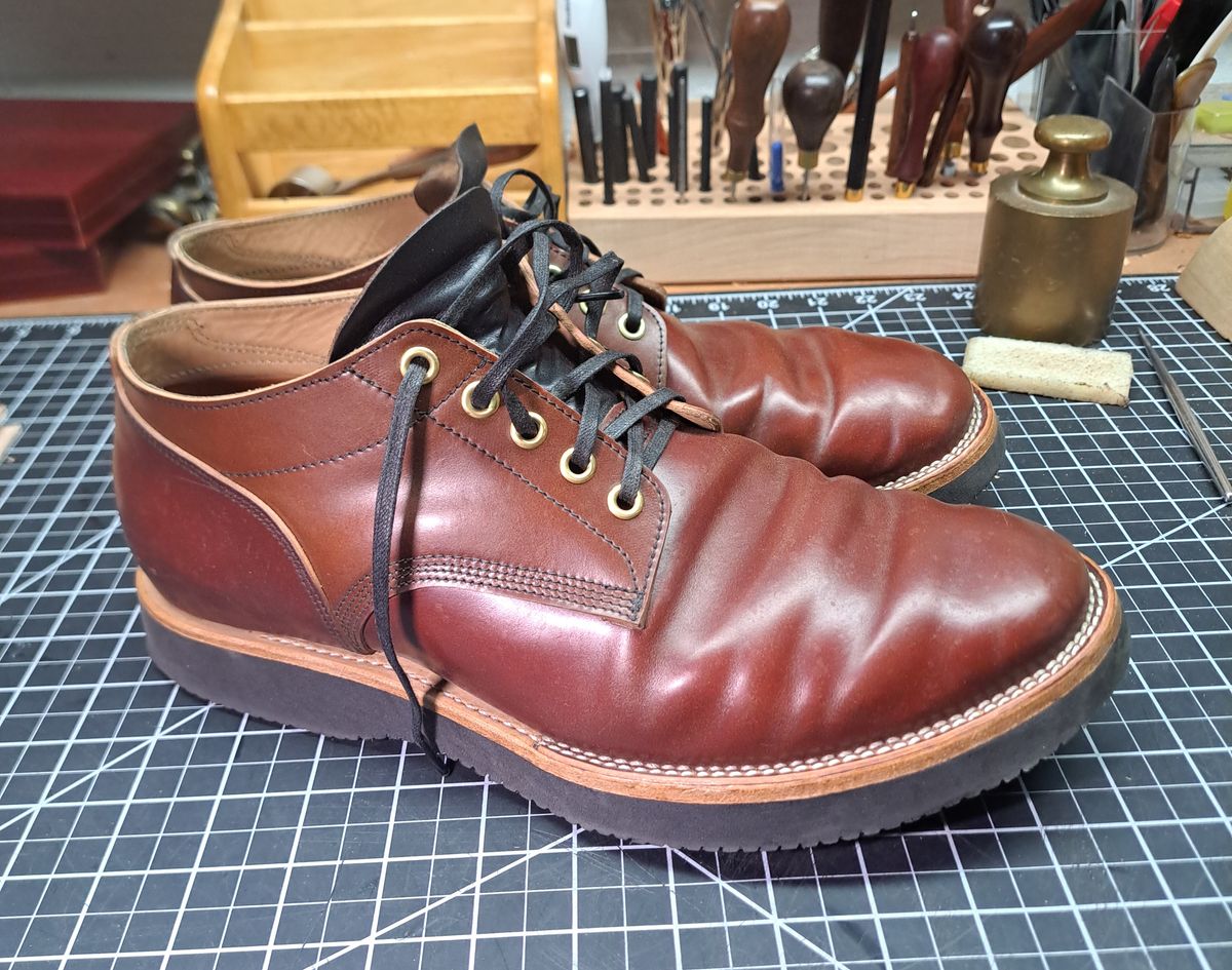 Photo by NewRiverBoot on May 16, 2024 of the New River Boot Quade in Leder Ogawa Coffee Shell Cordovan.