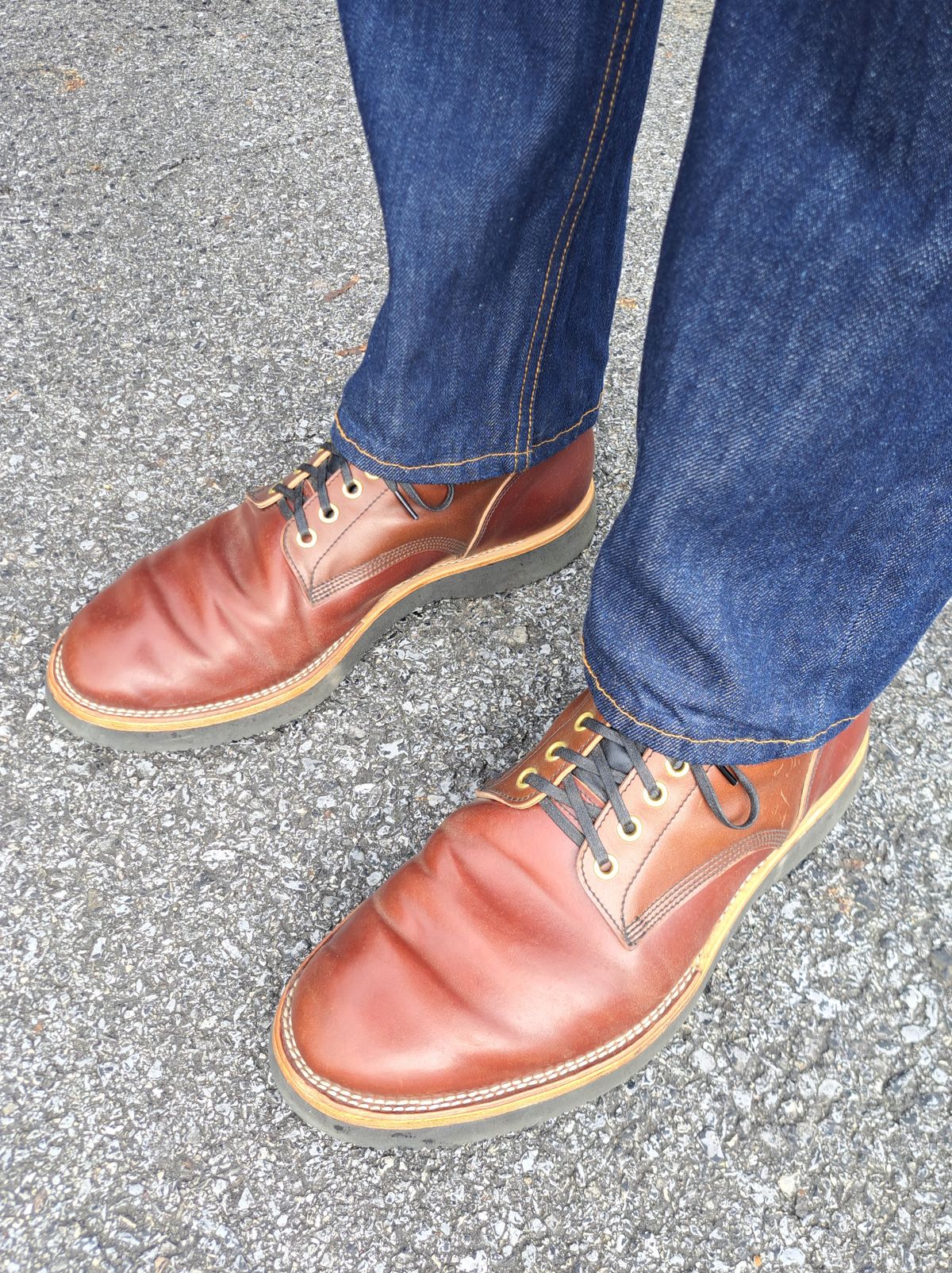 Photo by NewRiverBoot on May 20, 2024 of the New River Boot Quade in Leder Ogawa Coffee Shell Cordovan.