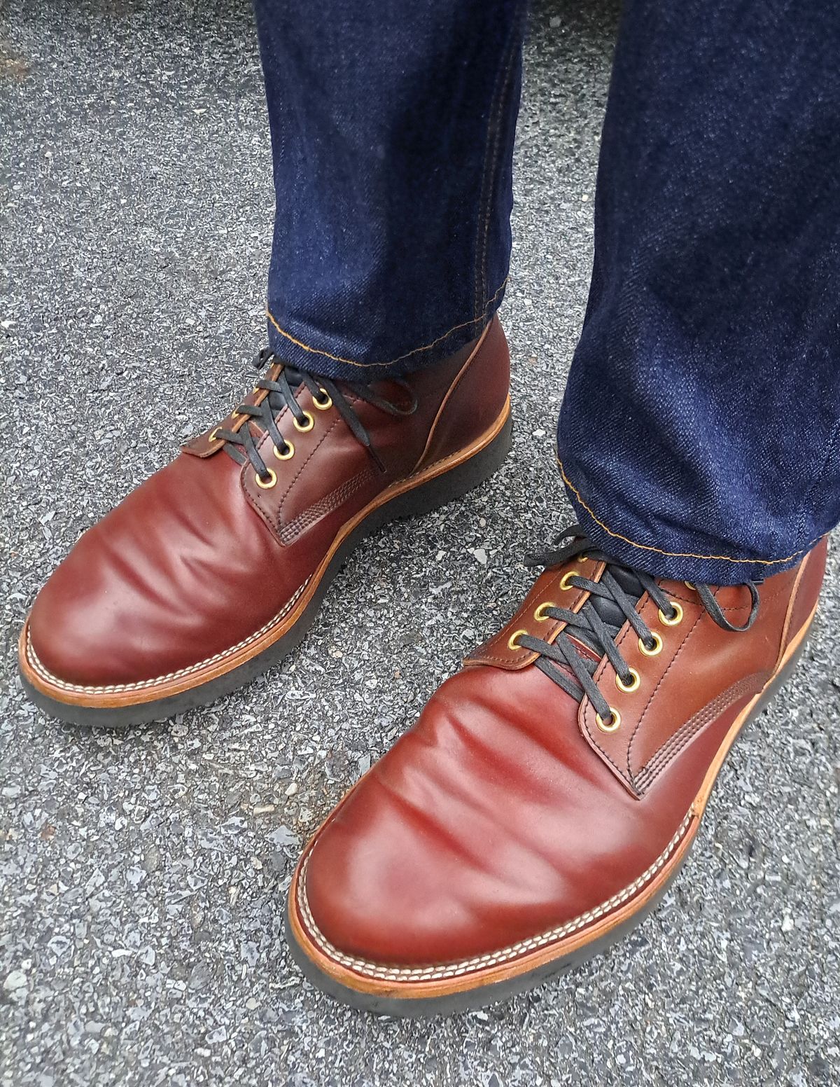 Photo by NewRiverBoot on May 22, 2024 of the New River Boot Quade in Leder Ogawa Coffee Shell Cordovan.