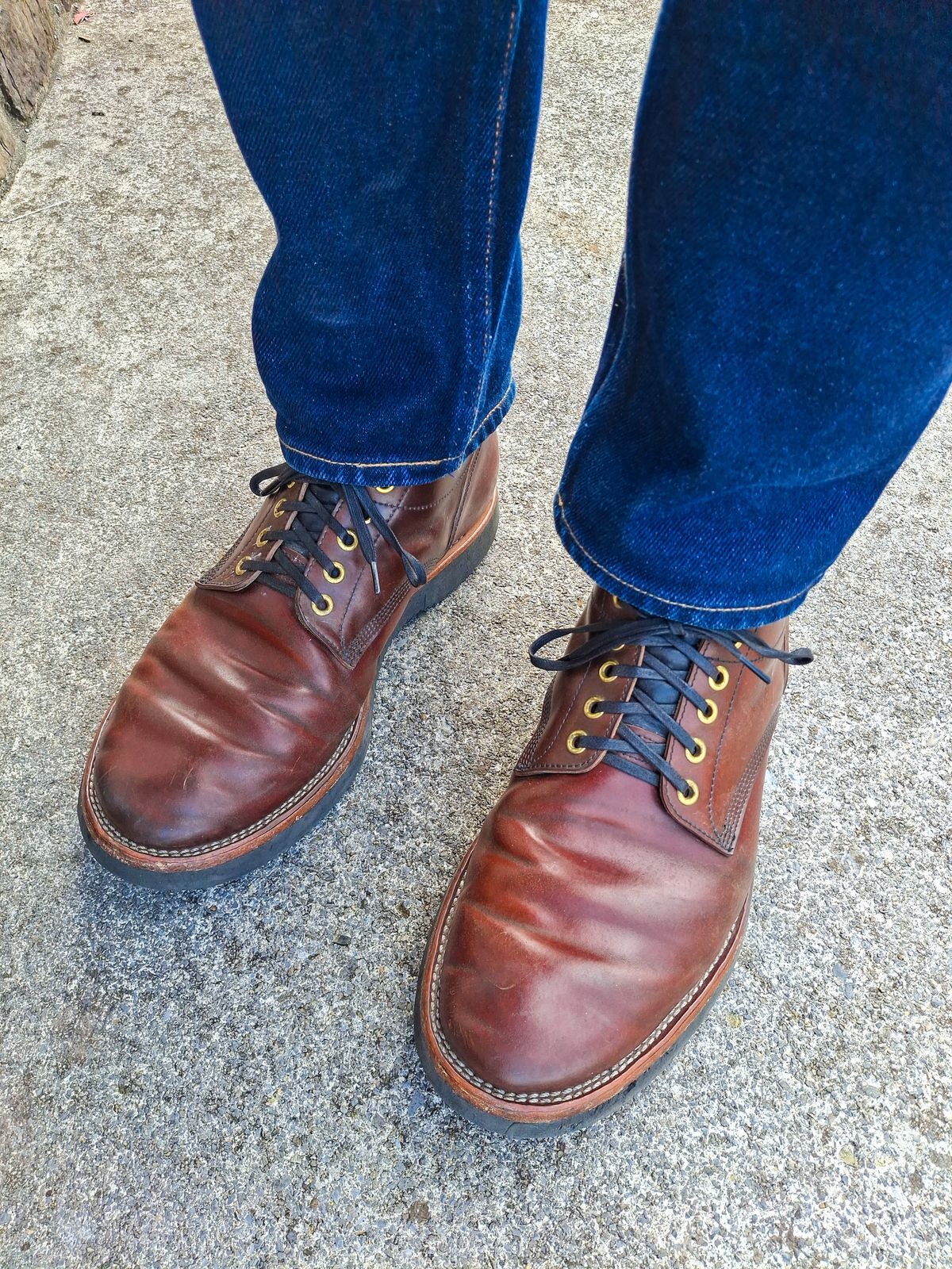 Photo by NewRiverBoot on April 14, 2025 of the New River Boot Quade in Leder Ogawa Coffee Shell Cordovan.