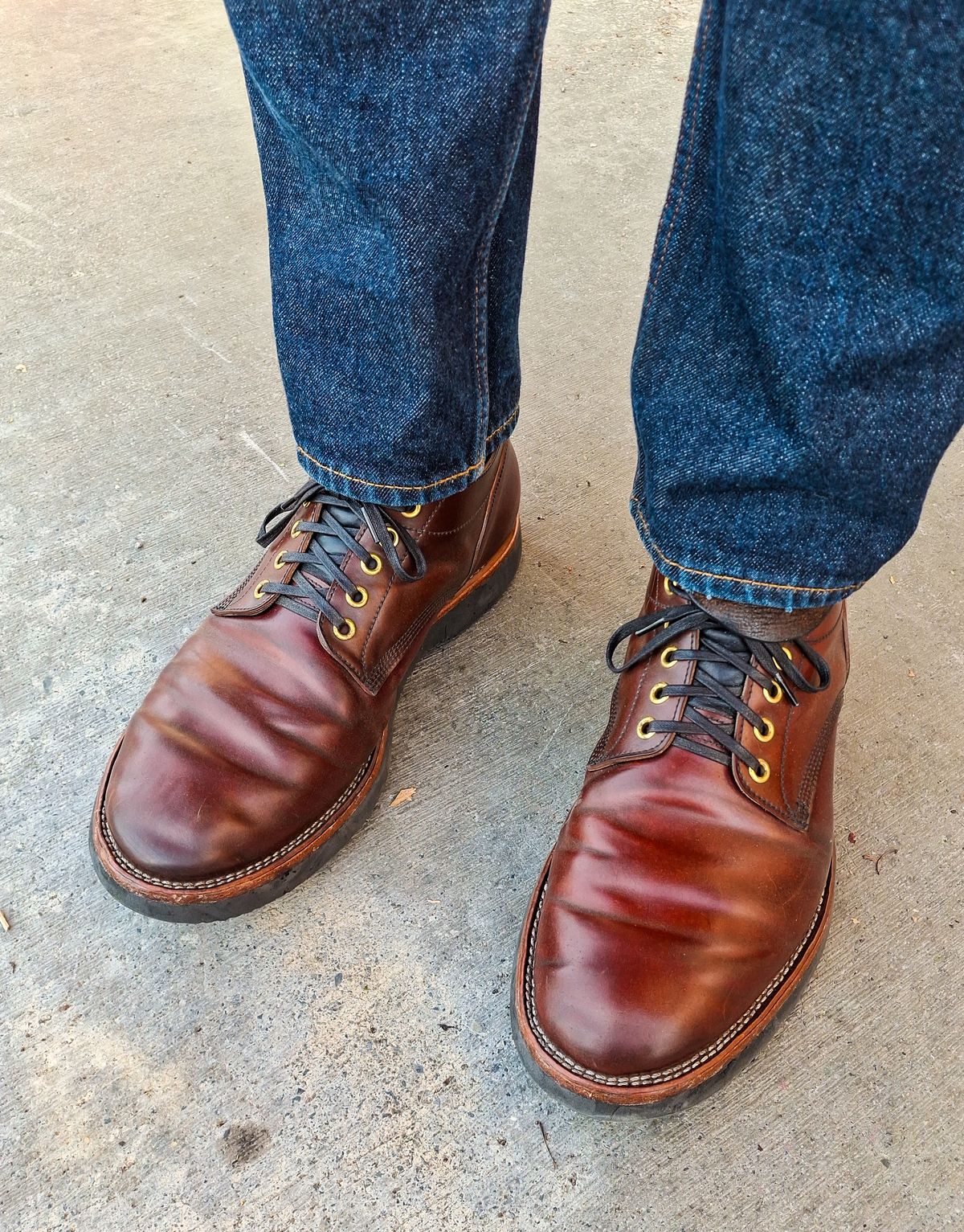 Photo by NewRiverBoot on May 19, 2025 of the New River Boot Quade in Leder Ogawa Coffee Shell Cordovan.