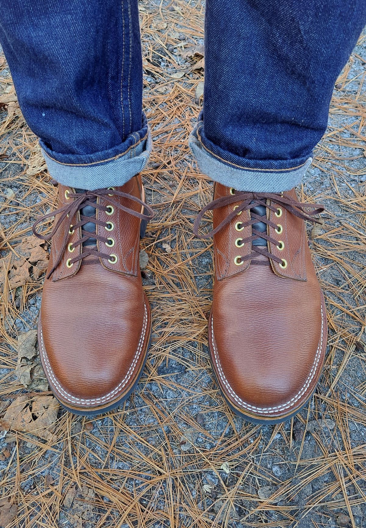 Photo by NewRiverBoot on November 19, 2022 of the New River Boot Quade in Horween Waxed Latigo Hatchgrain.