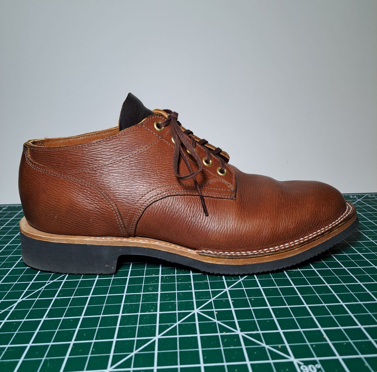 Photo by NewRiverBoot on November 20, 2022 of the New River Boot Quade in Horween Waxed Latigo Hatchgrain.