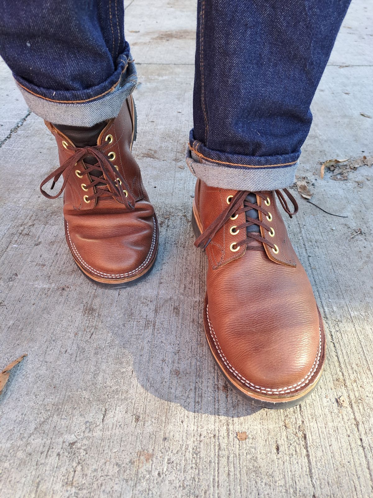 Photo by NewRiverBoot on November 22, 2022 of the New River Boot Quade in Horween Waxed Latigo Hatchgrain.