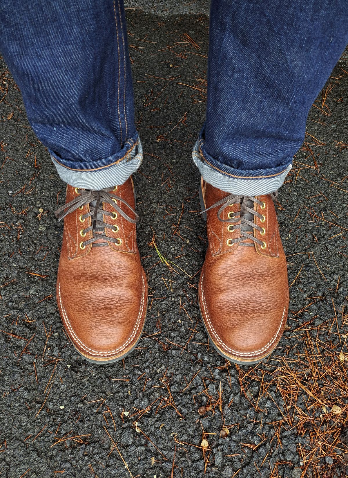 Photo by NewRiverBoot on November 26, 2022 of the New River Boot Quade in Horween Waxed Latigo Hatchgrain.