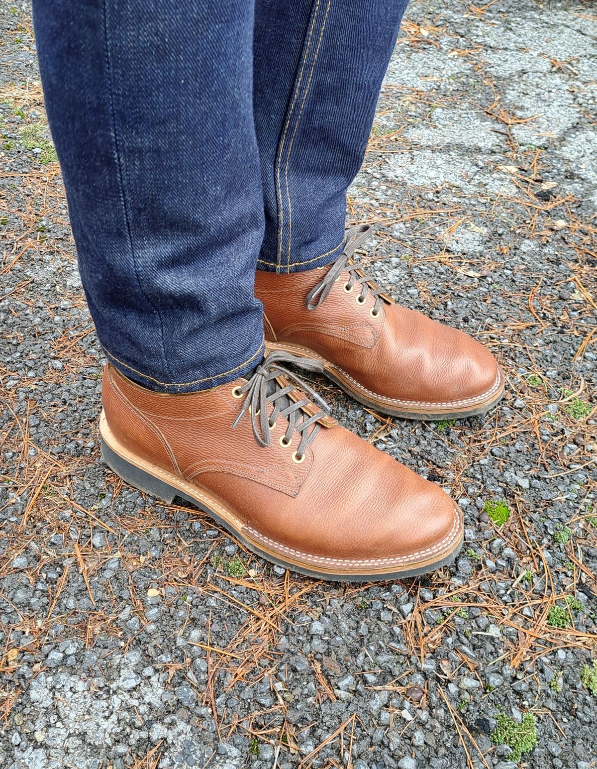 Photo by NewRiverBoot on January 13, 2023 of the New River Boot Quade in Horween Waxed Latigo Hatchgrain.