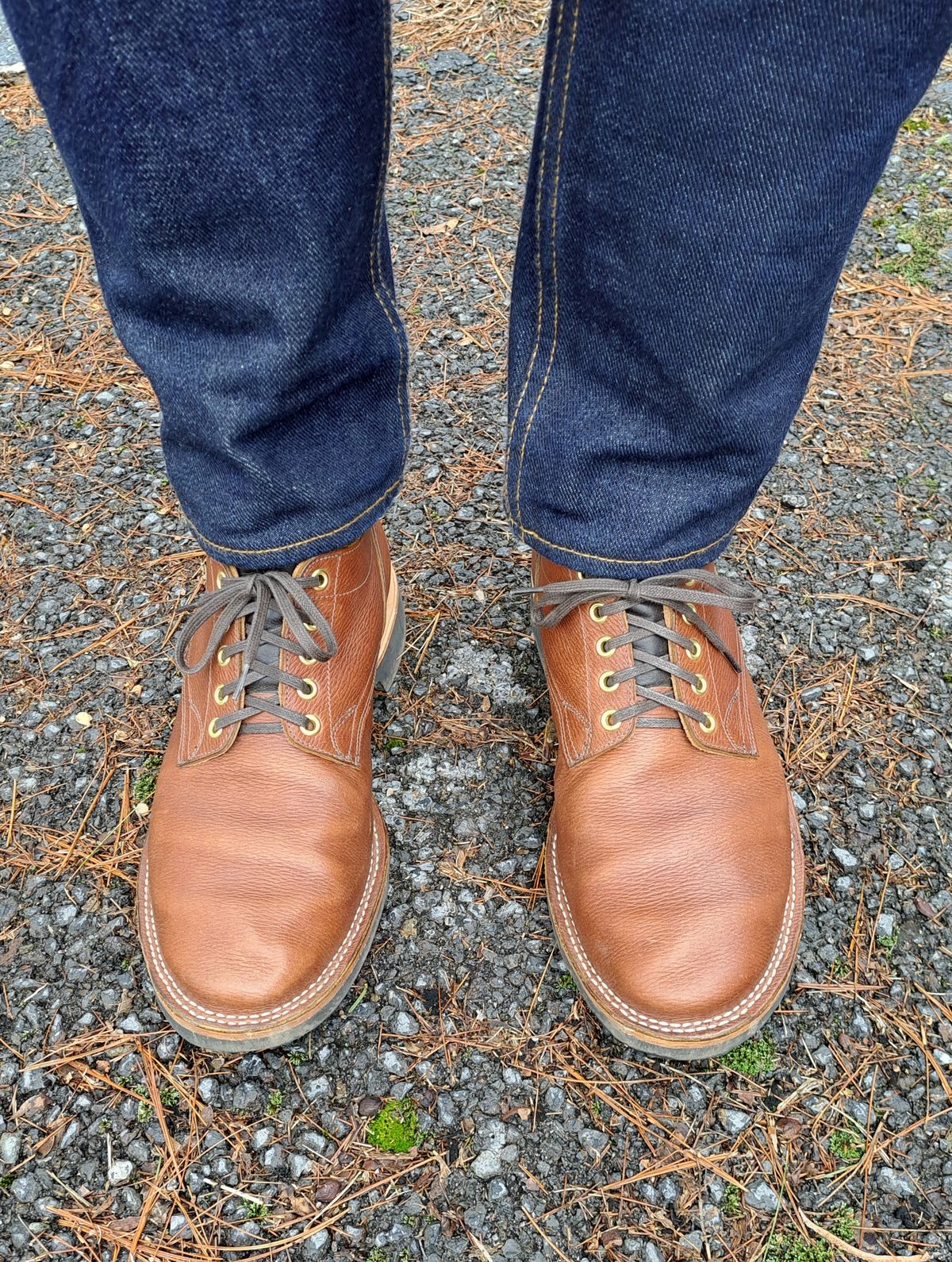 Photo by NewRiverBoot on January 13, 2023 of the New River Boot Quade in Horween Waxed Latigo Hatchgrain.