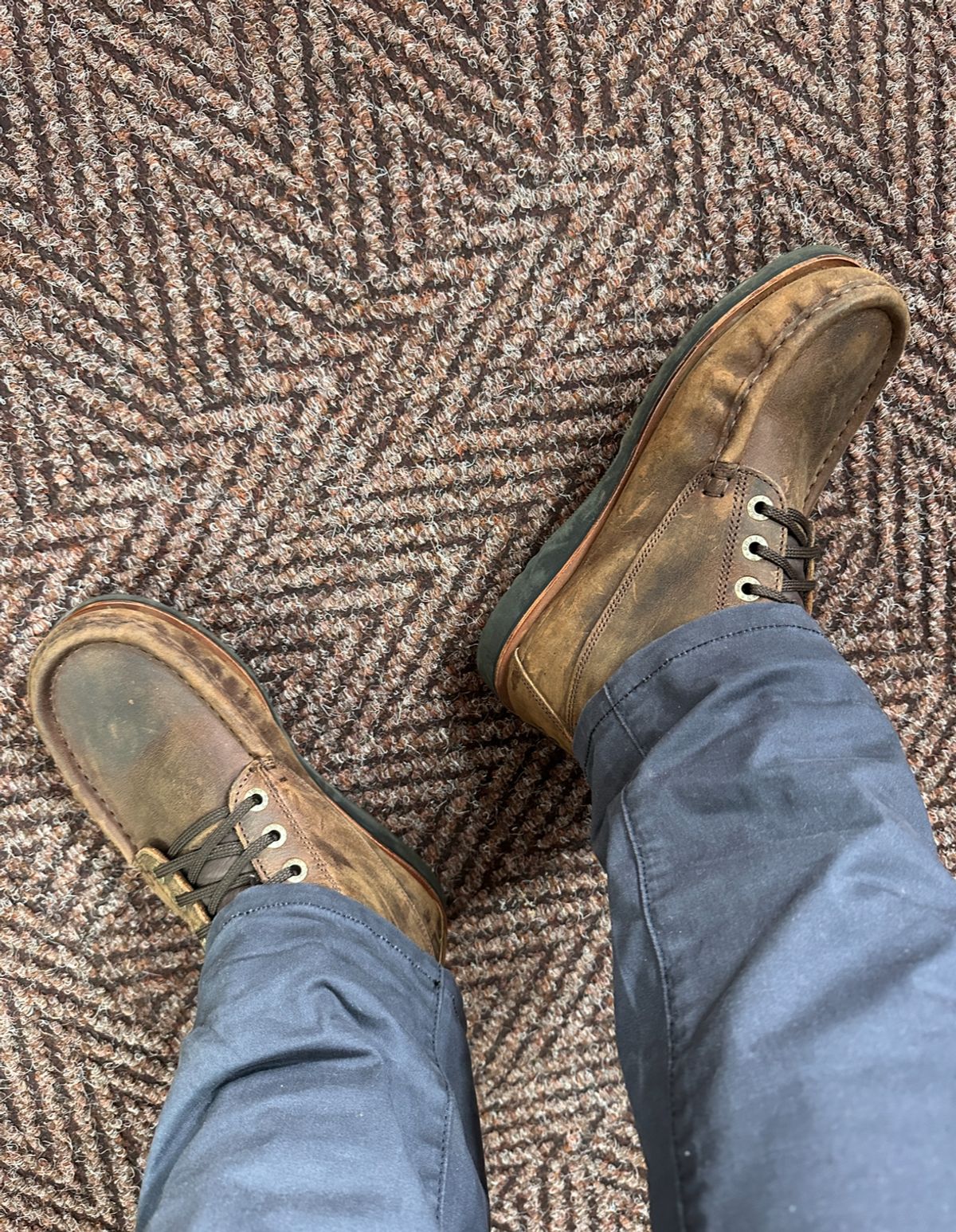 Photo by garethcrouch on November 5, 2024 of the Jim Green Meander Moc Toe in Bronco Brown.