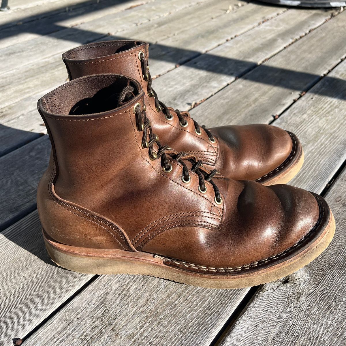 Photo by Iron_Burnside on March 3, 2024 of the Nicks Free Range in Horween Natural Chromexcel.
