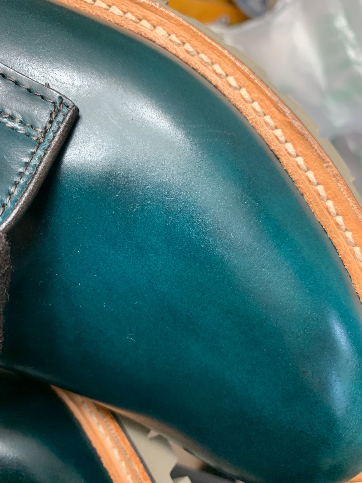 Photo by rubyjupiter on November 11, 2023 of the Allen Edmonds Higgins Mill in Horween Denim Shell Cordovan.