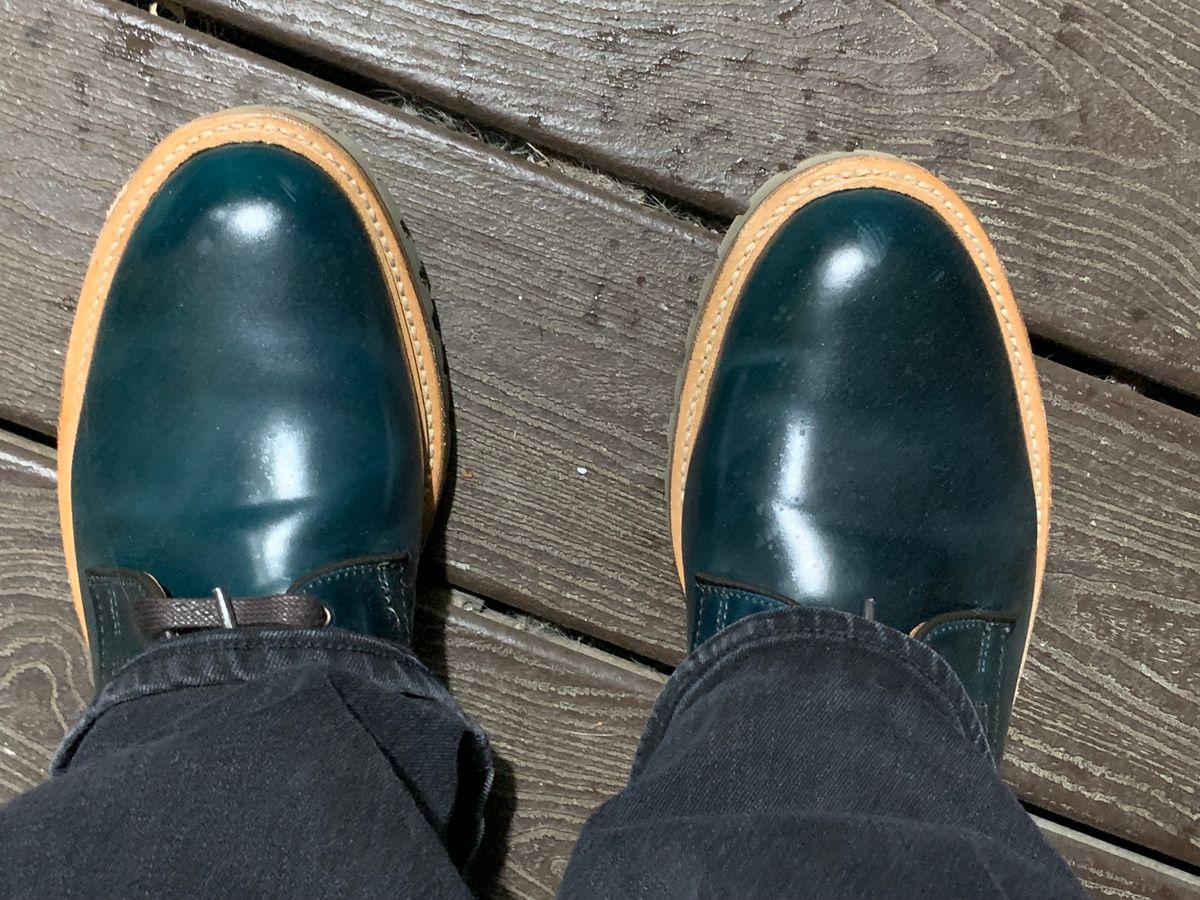 Photo by rubyjupiter on November 12, 2023 of the Allen Edmonds Higgins Mill in Horween Denim Shell Cordovan.