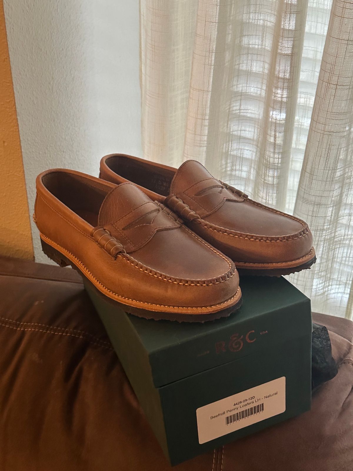 Photo by berserker on January 11, 2024 of the Rancourt & Co. Beefroll Penny Loafers LH in Horween Natural Chromexcel.