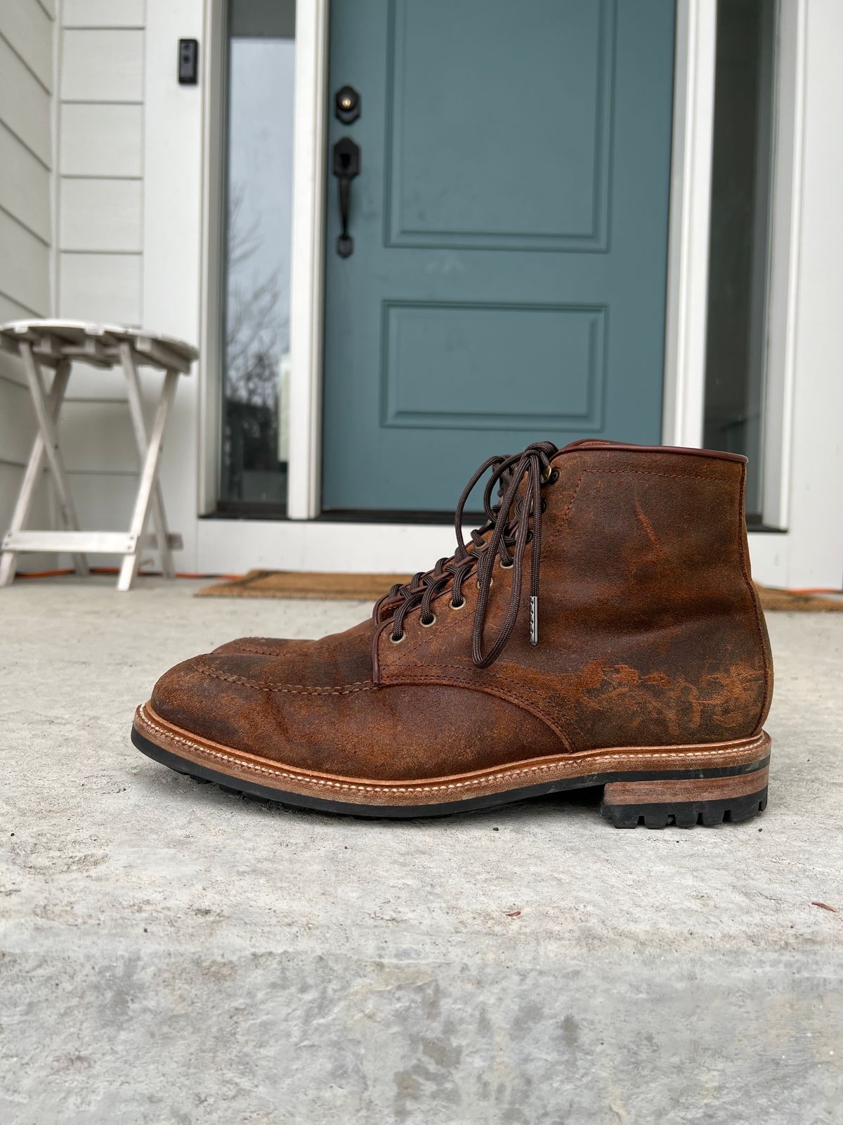Photo by JNip on April 4, 2023 of the Parkhurst The Niagara in C.F. Stead Light Brown Waxy Commander Suede.