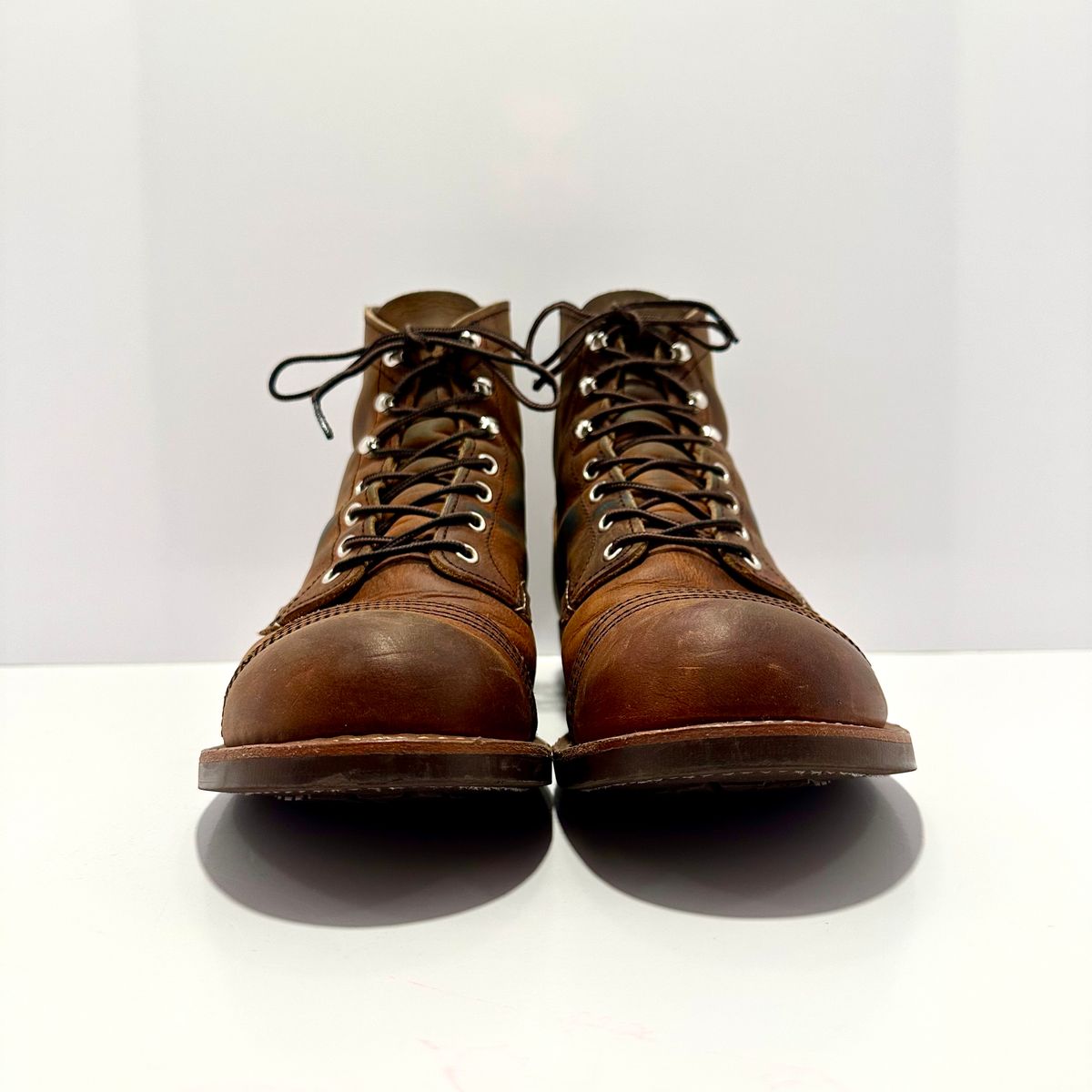 Photo by bootscootboogie on January 6, 2023 of the Red Wing Iron Ranger in S.B. Foot Copper Rough and Tough.