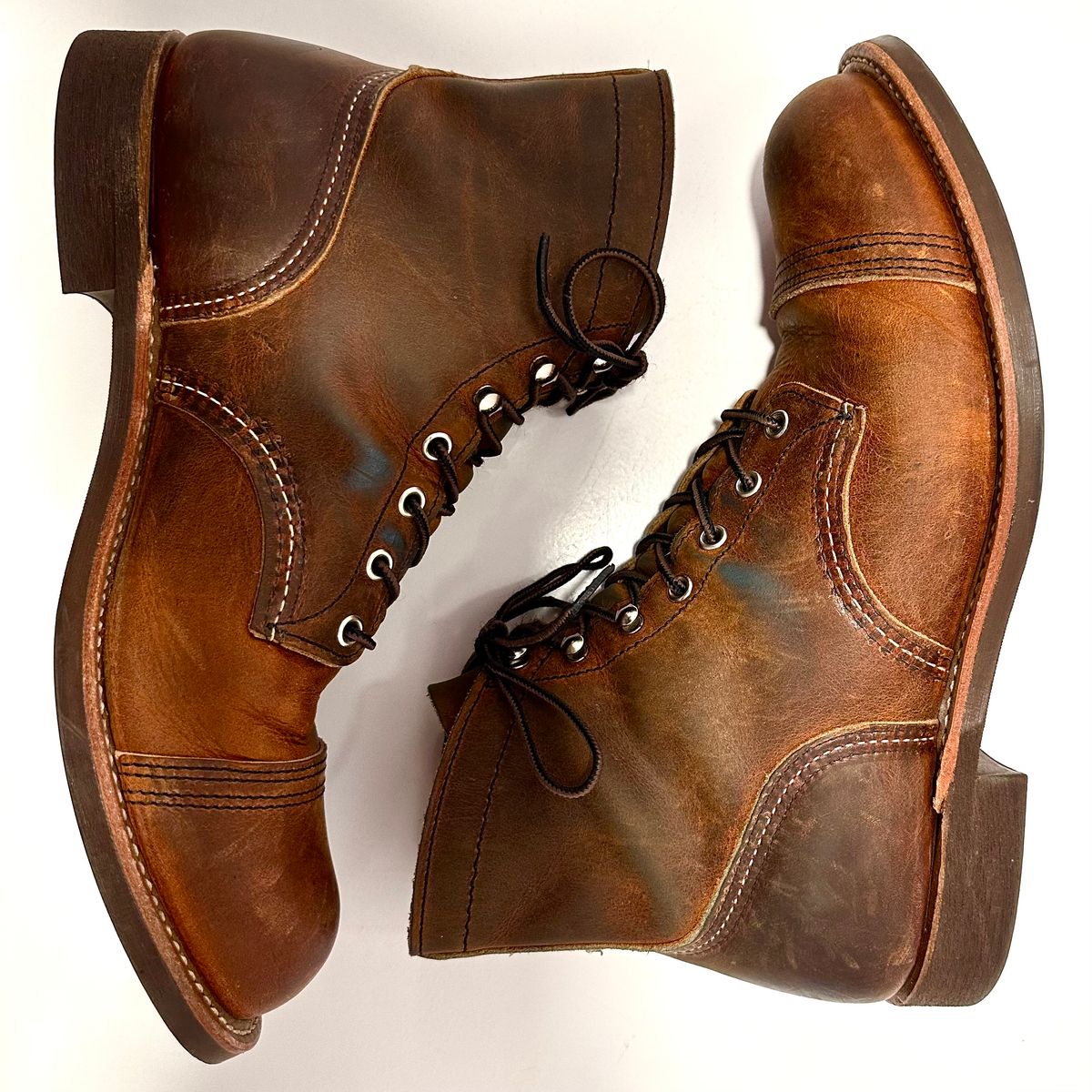 Photo by bootscootboogie on January 6, 2023 of the Red Wing Iron Ranger in S.B. Foot Copper Rough and Tough.