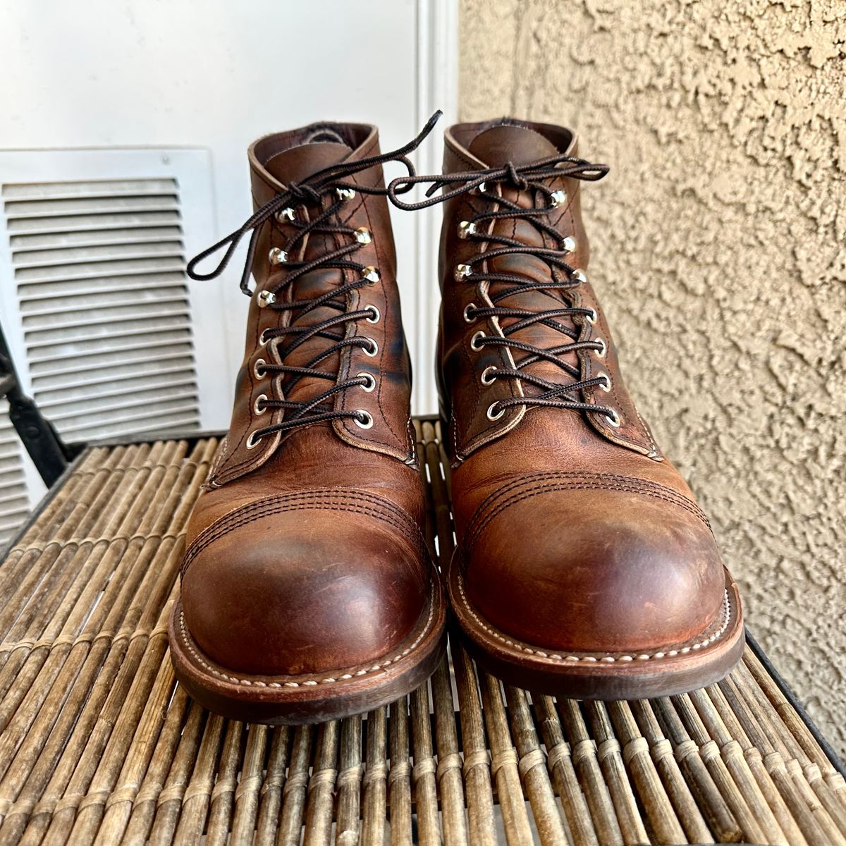 Photo by bootscootboogie on February 6, 2023 of the Red Wing Iron Ranger in S.B. Foot Copper Rough and Tough.