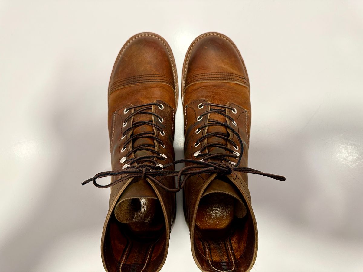Photo by bootscootboogie on April 6, 2023 of the Red Wing Iron Ranger in S.B. Foot Copper Rough and Tough.