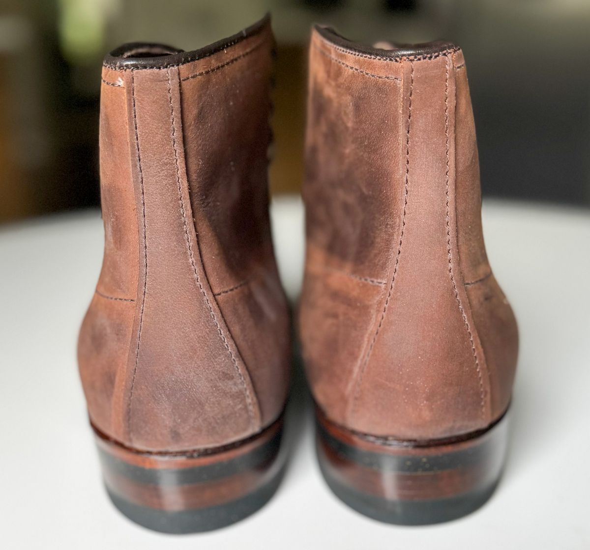 Photo by boots.bikes.rx on October 7, 2023 of the Alden Indy Boot in Horween Tobacco Smooth Chamois.