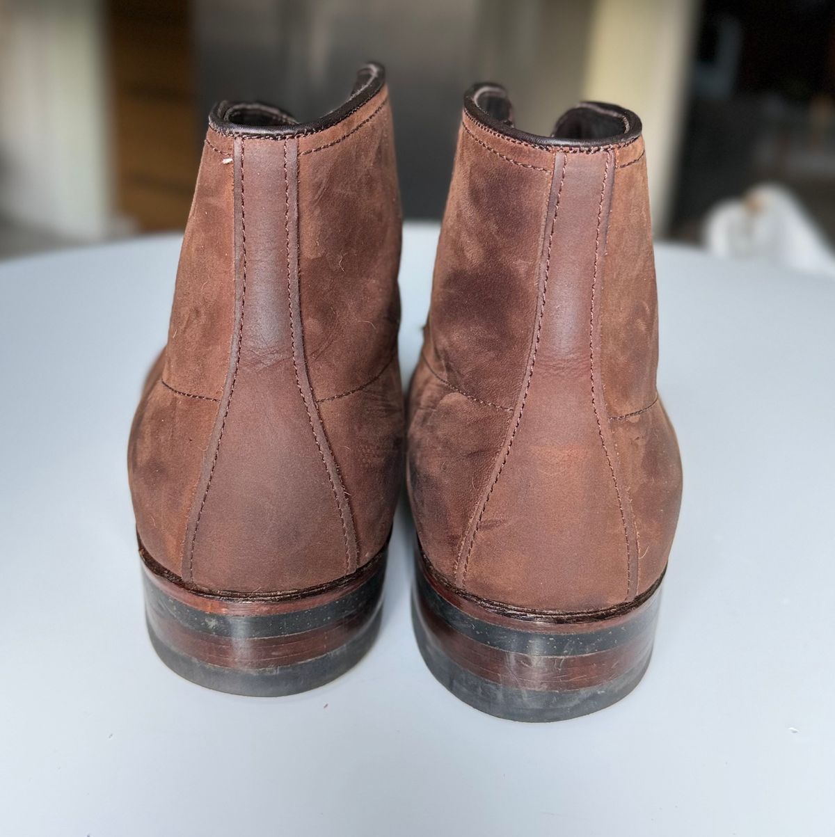 Photo by boots.bikes.rx on November 9, 2023 of the Alden Indy Boot in Horween Tobacco Smooth Chamois.