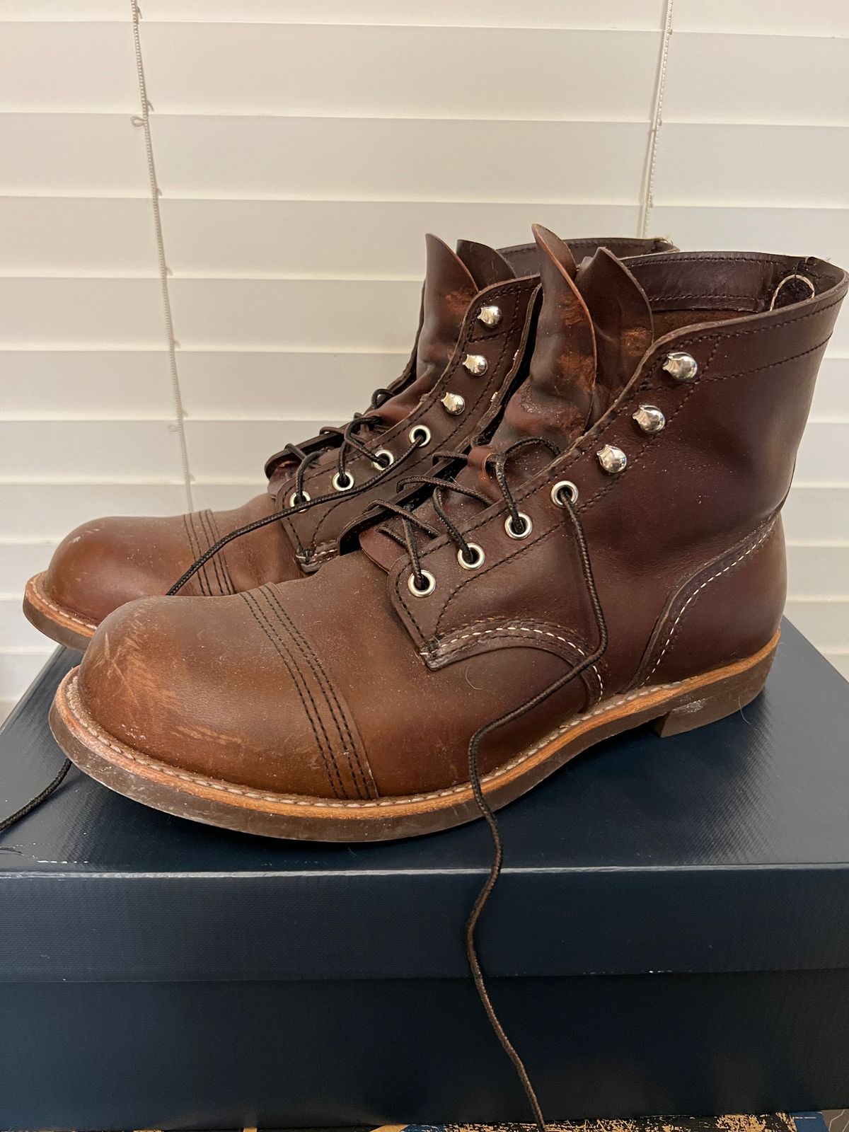 Photo by MichaelCarpenter on November 4, 2023 of the Red Wing Iron Ranger in S.B. Foot Amber Harness.