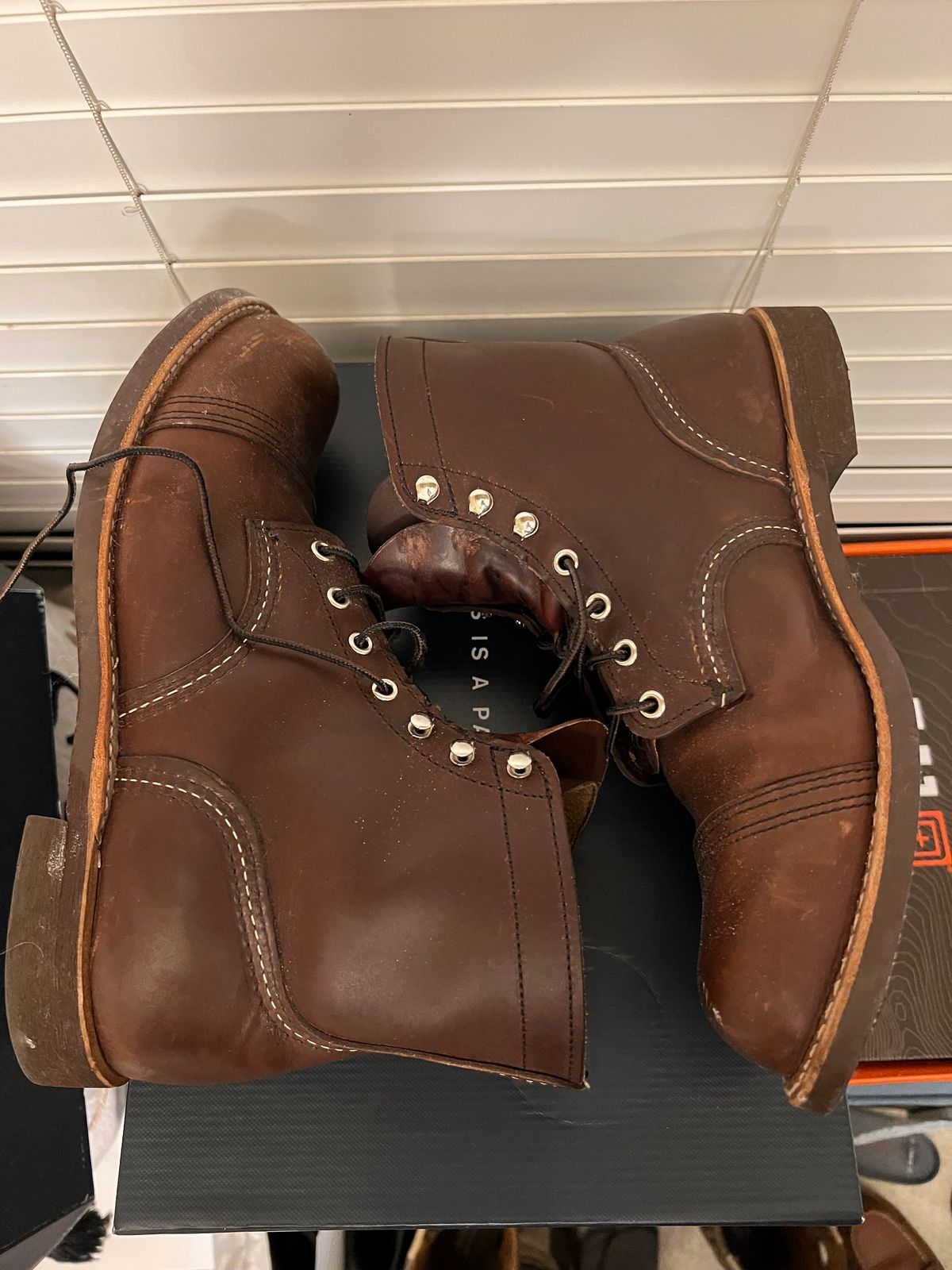 Photo by MichaelCarpenter on November 4, 2023 of the Red Wing Iron Ranger in S.B. Foot Amber Harness.