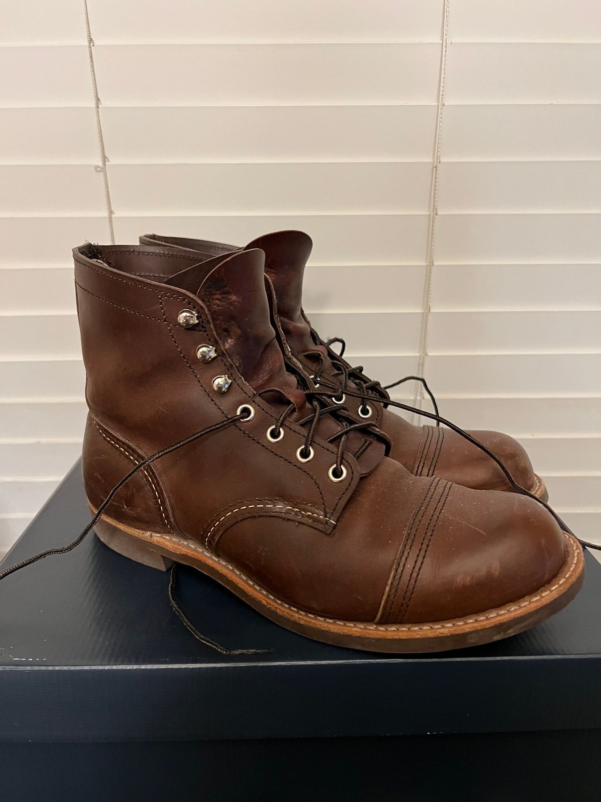 Photo by MichaelCarpenter on November 4, 2023 of the Red Wing Iron Ranger in S.B. Foot Amber Harness.