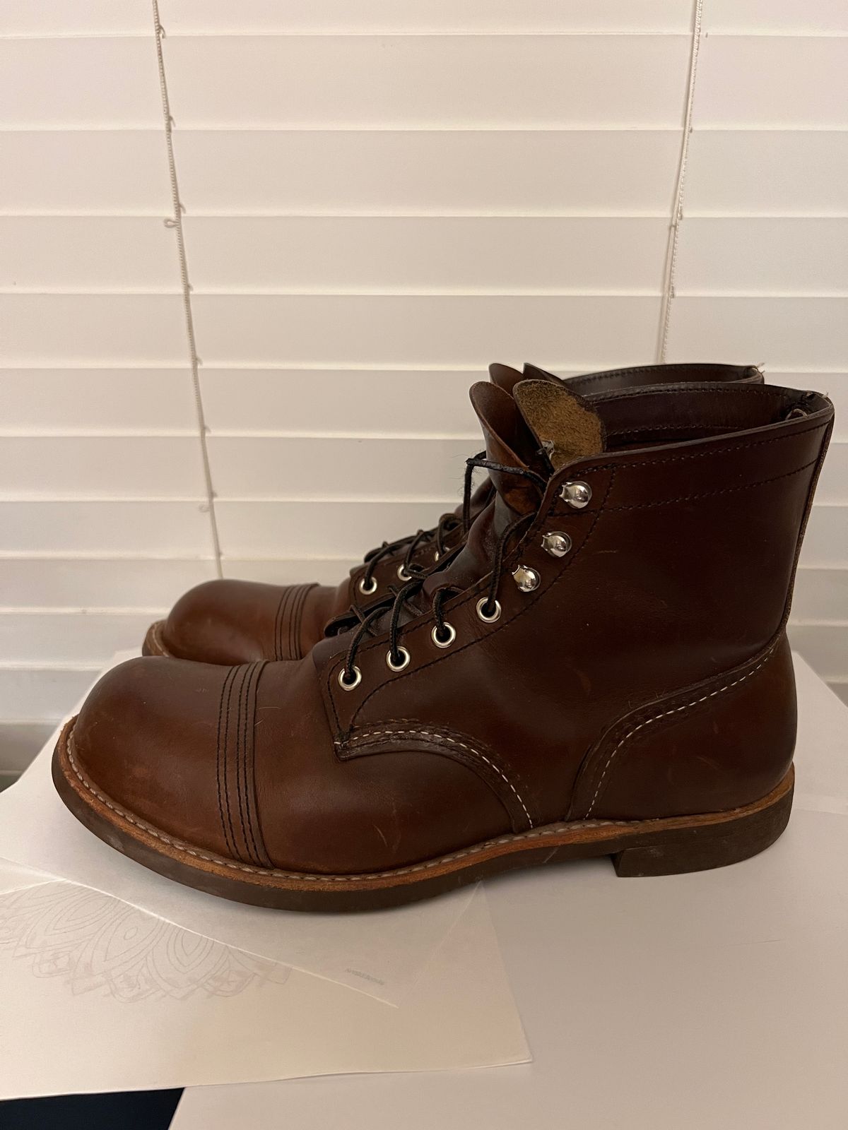 Photo by MichaelCarpenter on January 4, 2024 of the Red Wing Iron Ranger in S.B. Foot Amber Harness.