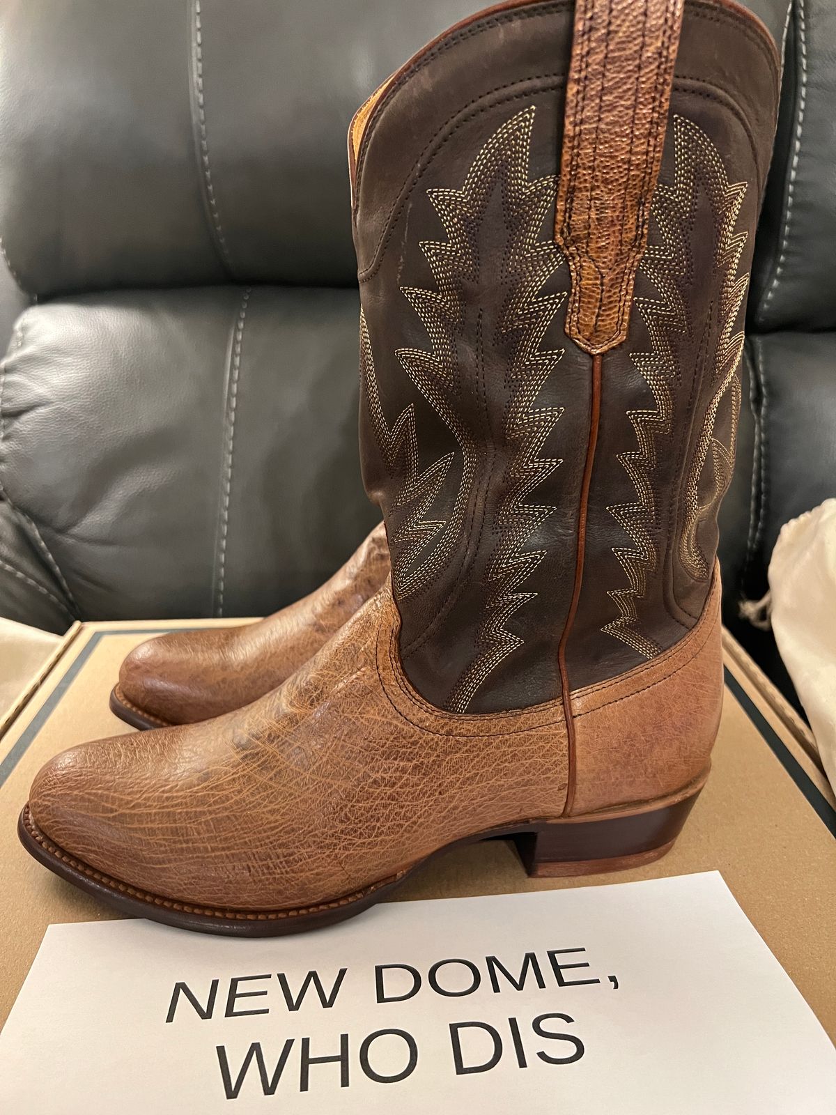 Photo by MichaelCarpenter on October 1, 2025 of the Tecovas The Weston in Russet Smooth Ostrich.