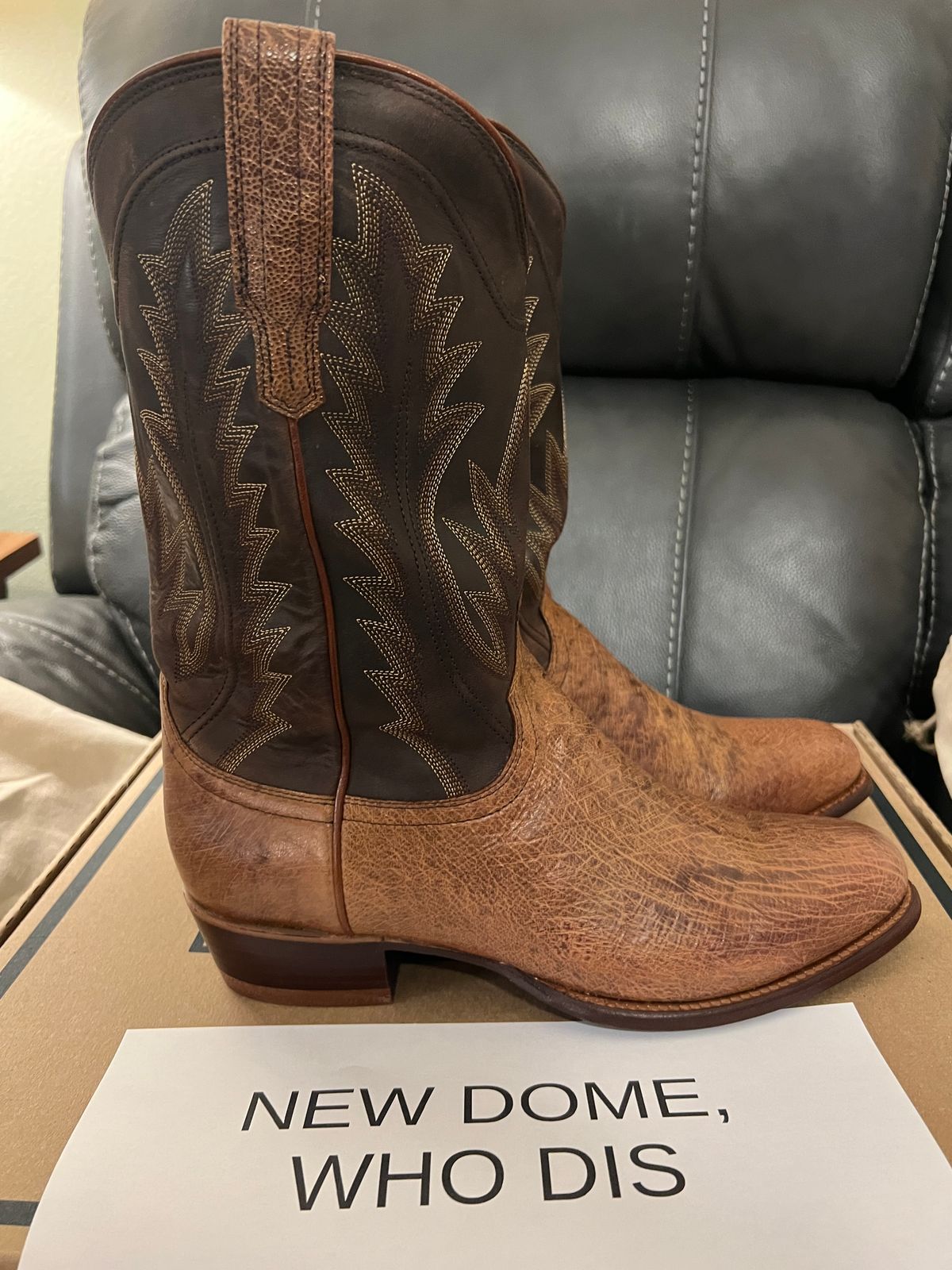 Photo by MichaelCarpenter on October 1, 2025 of the Tecovas The Weston in Russet Smooth Ostrich.