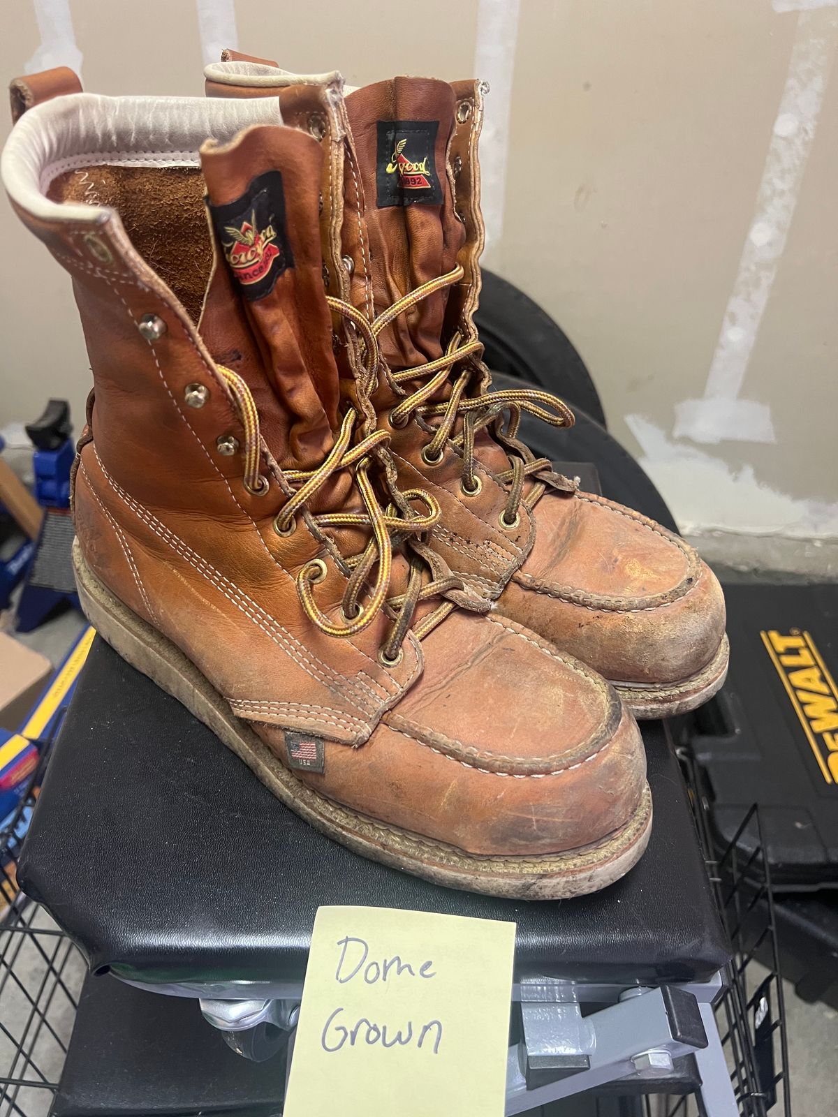 Photo by Tonytoekneetony on November 5, 2023 of the Thorogood 8" Moc Toe in Tobacco Gladiator Oil-Tanned.