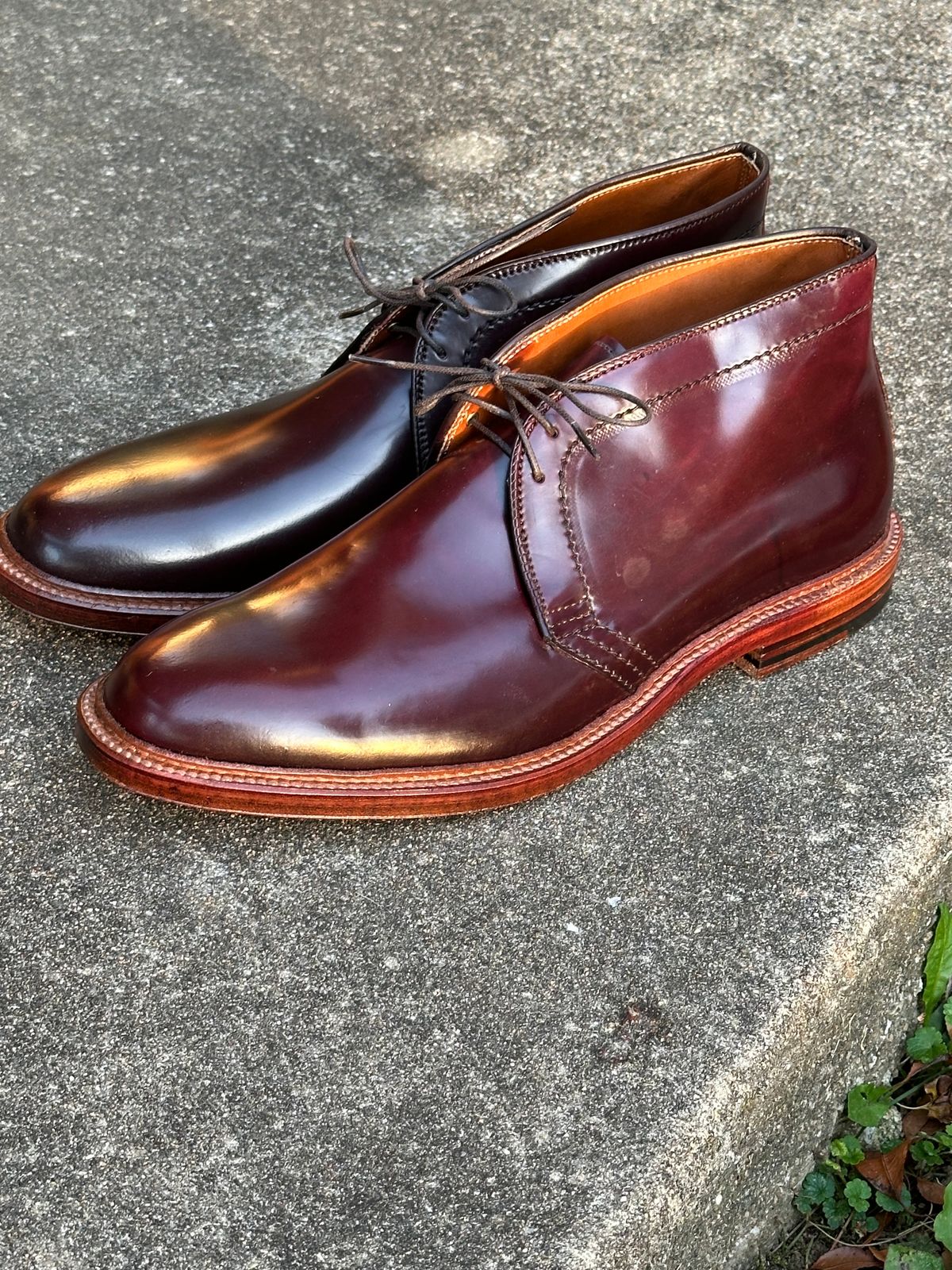 Photo by MacBerf on October 10, 2023 of the Alden 2-Eyelet Chukka in Horween Color 8 Shell Cordovan.