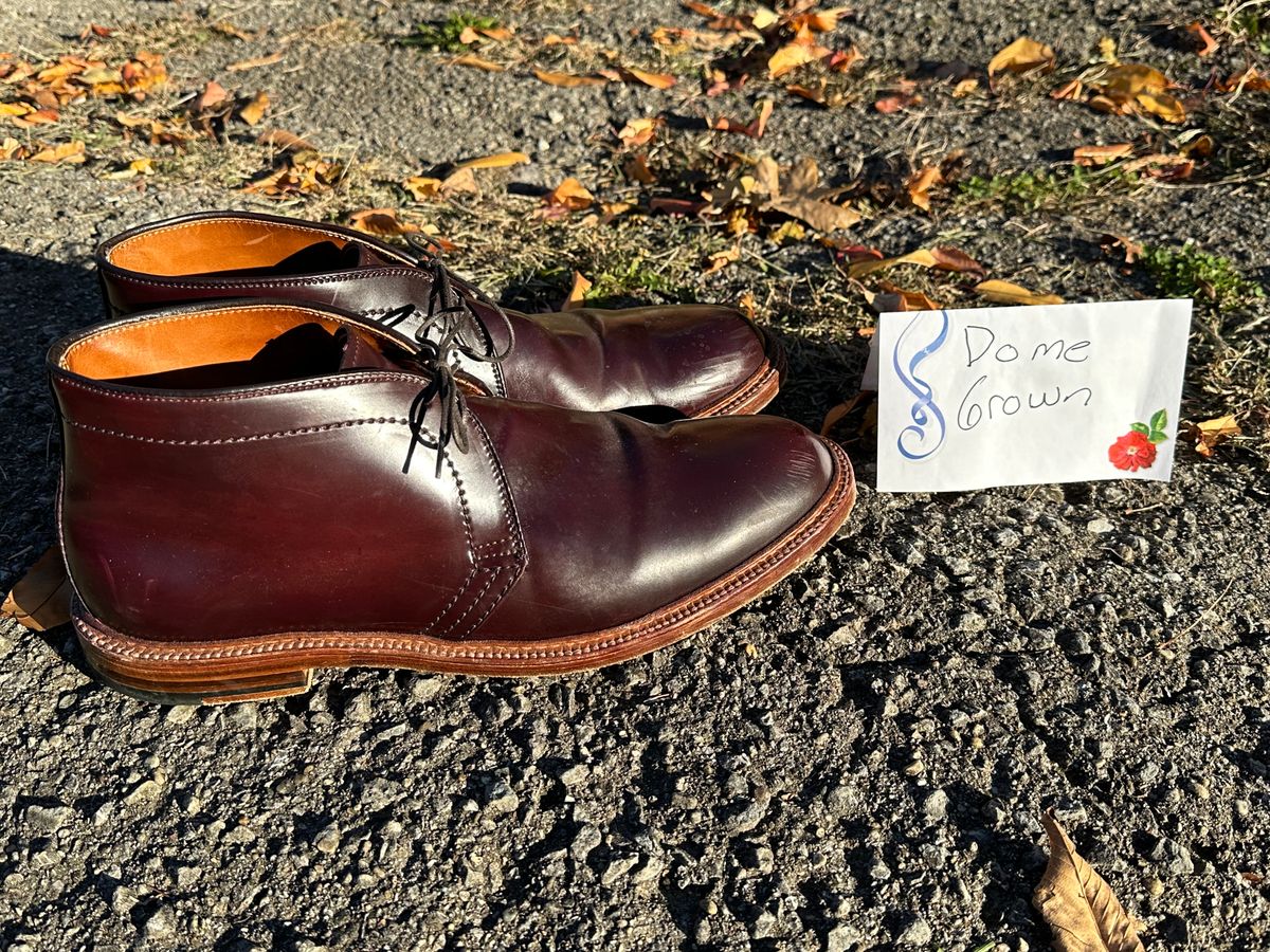 Photo by MacBerf on November 5, 2023 of the Alden 2-Eyelet Chukka in Horween Color 8 Shell Cordovan.