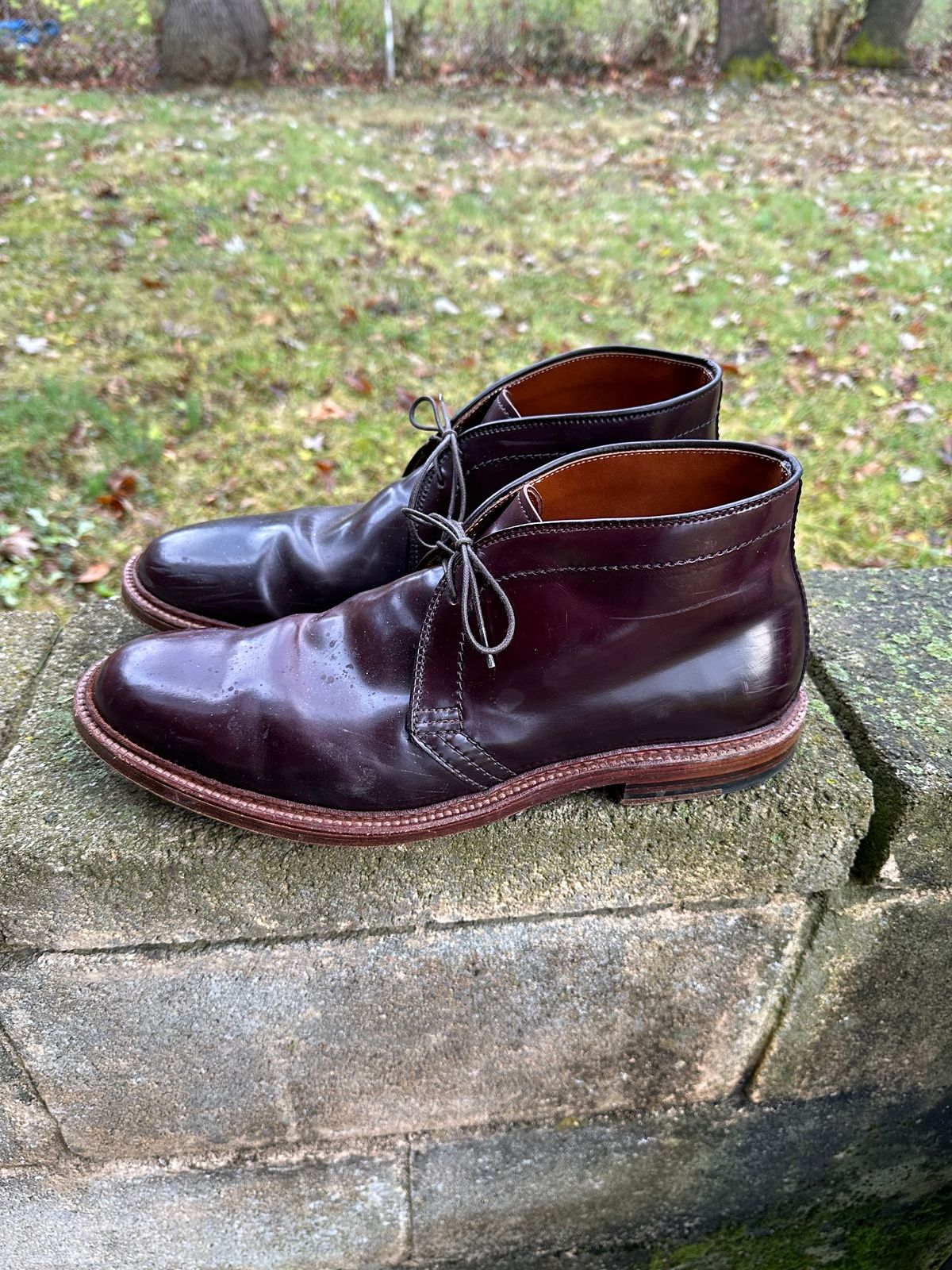 Photo by MacBerf on December 5, 2023 of the Alden 2-Eyelet Chukka in Horween Color 8 Shell Cordovan.