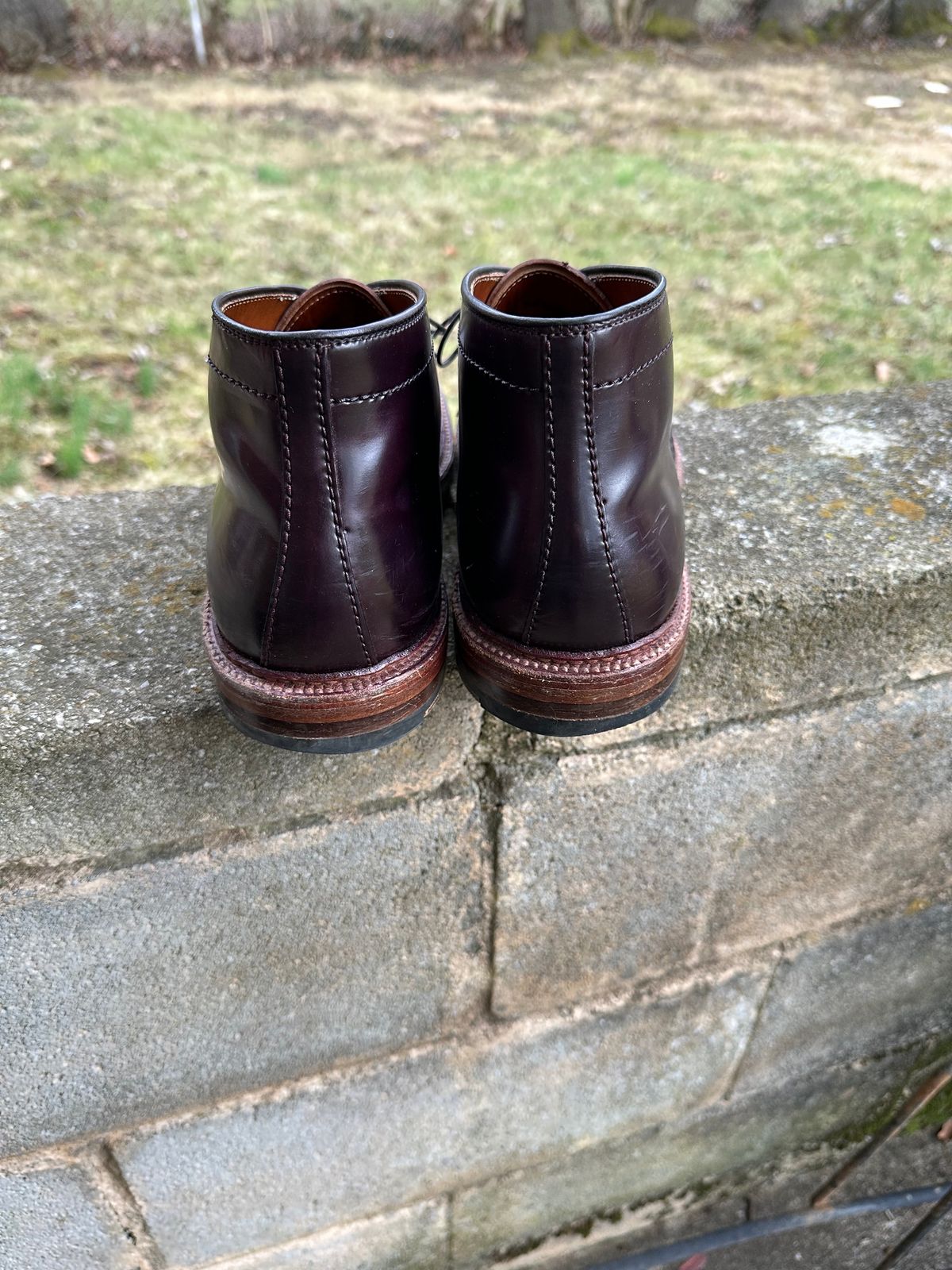 Photo by MacBerf on January 5, 2024 of the Alden 2-Eyelet Chukka in Horween Color 8 Shell Cordovan.