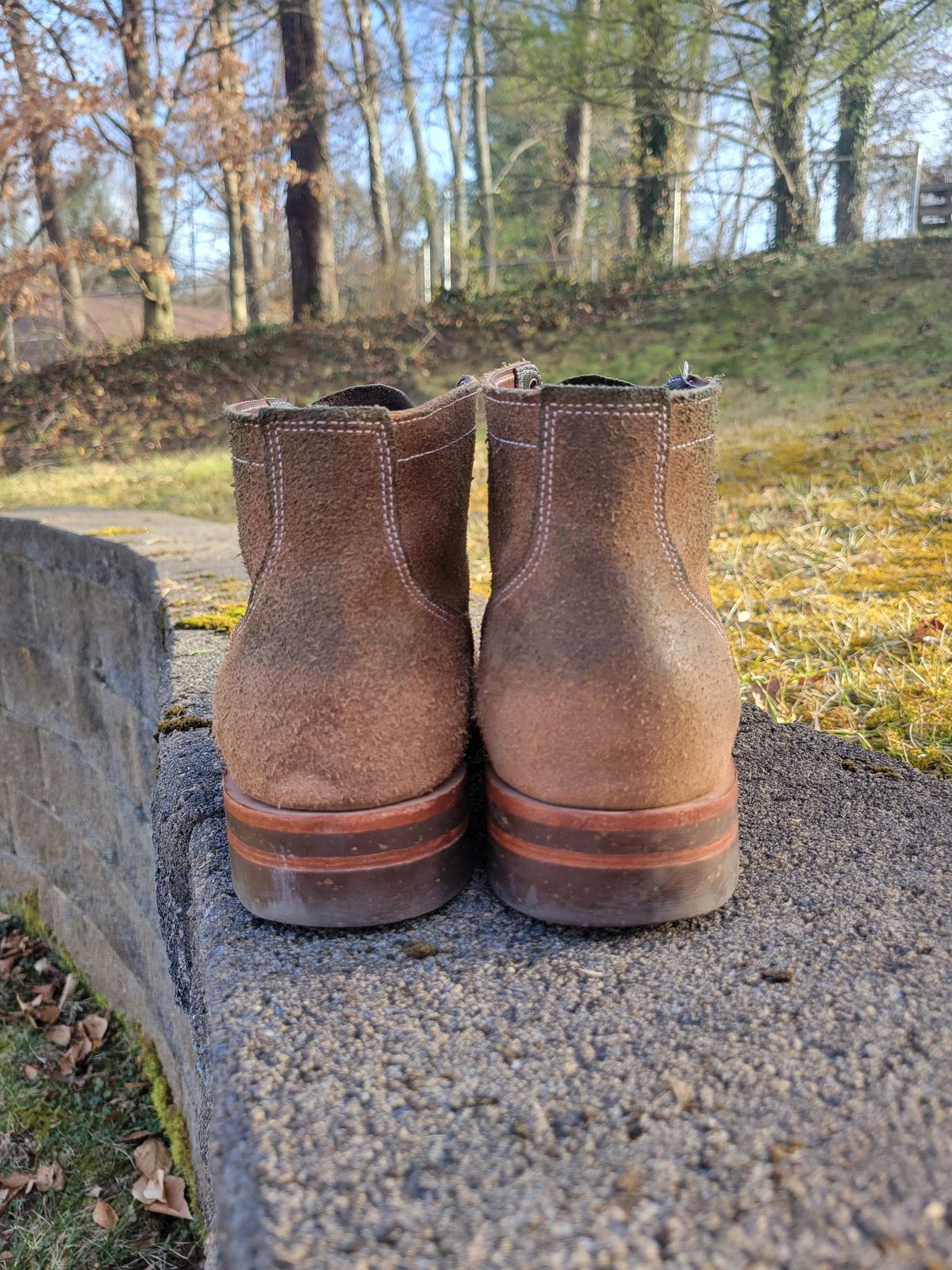 Photo by giraffchen on January 5, 2026 of the Oak Street Bootmakers Storm Boot in Horween Natural Chromexcel Roughout.