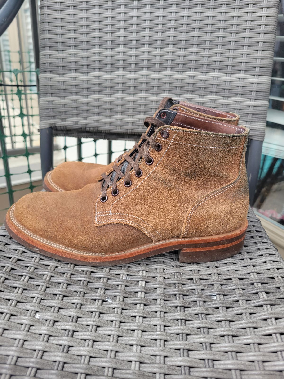 Photo by giraffchen on March 5, 2026 of the Oak Street Bootmakers Storm Boot in Horween Natural Chromexcel Roughout.
