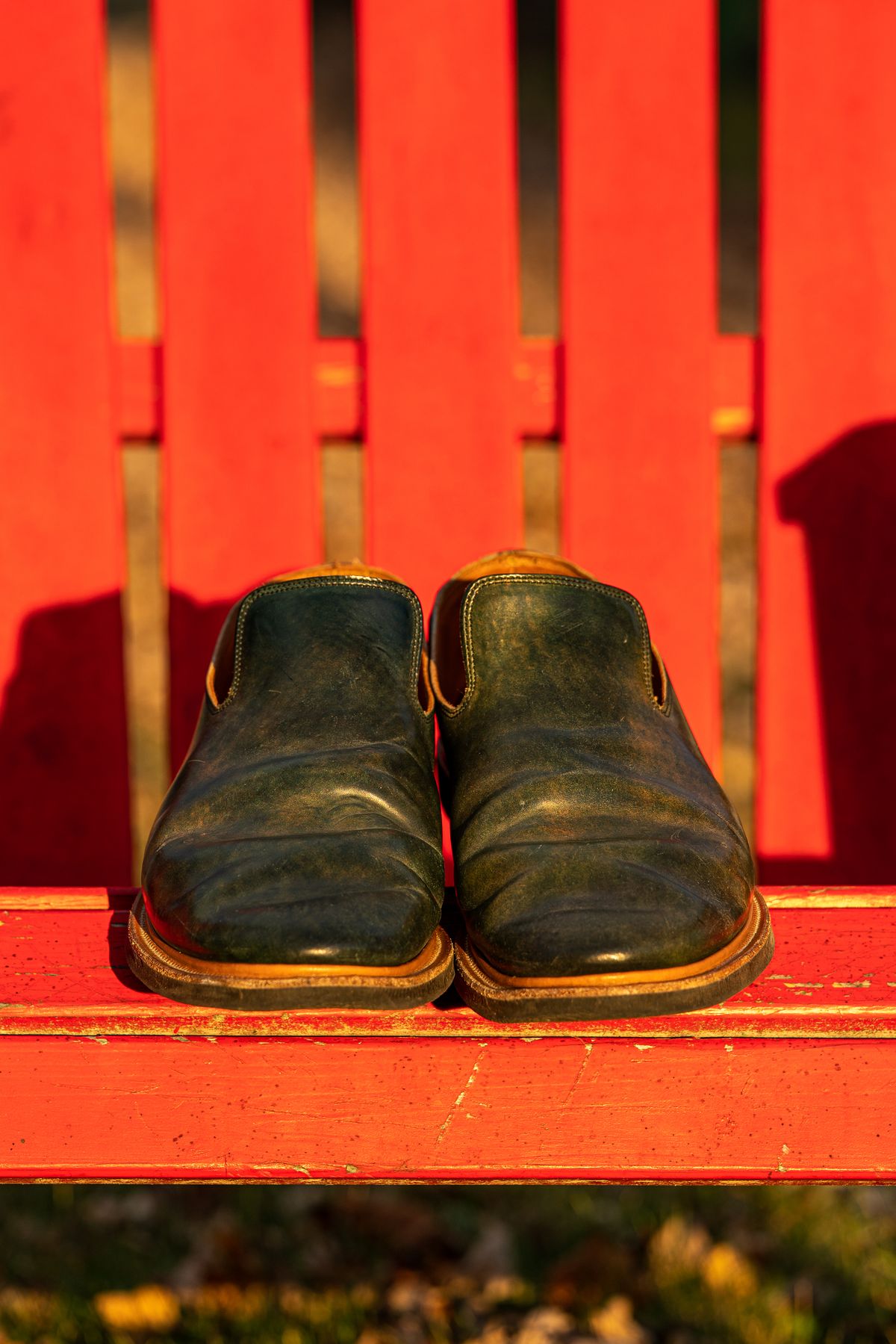 Photo by amvoith on November 4, 2022 of the Viberg Slipper in Horween Black Scuffed Shell Cordovan.