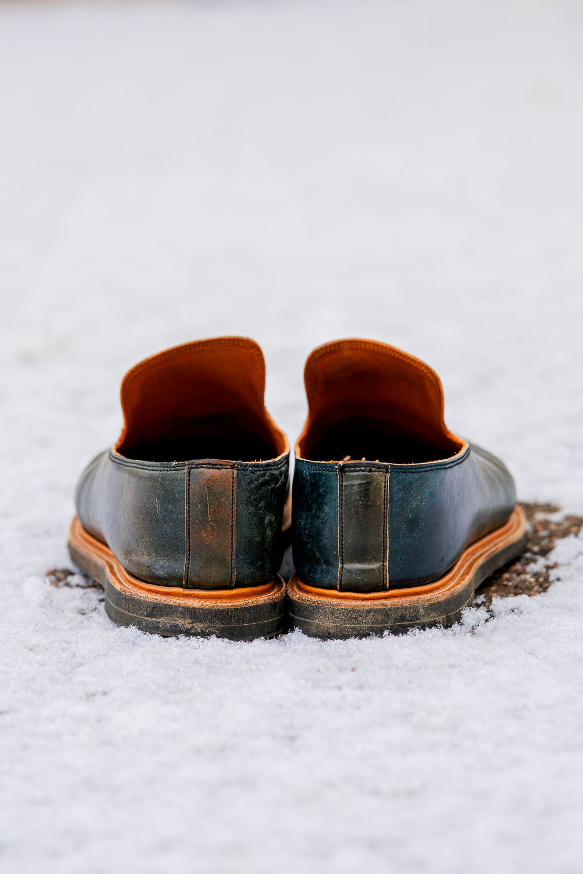Photo by amvoith on December 4, 2022 of the Viberg Slipper in Horween Black Scuffed Shell Cordovan.