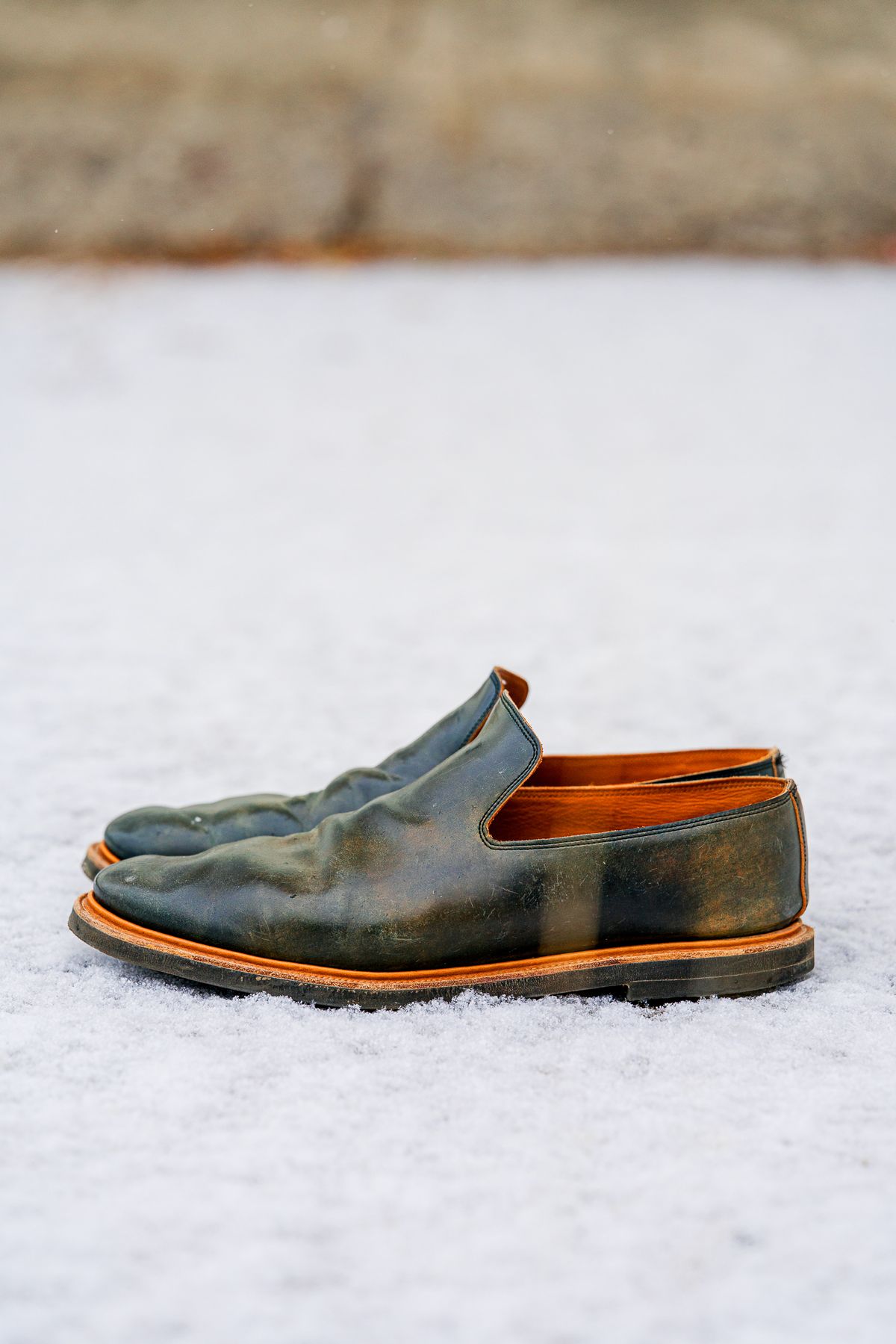 Photo by amvoith on December 4, 2022 of the Viberg Slipper in Horween Black Scuffed Shell Cordovan.