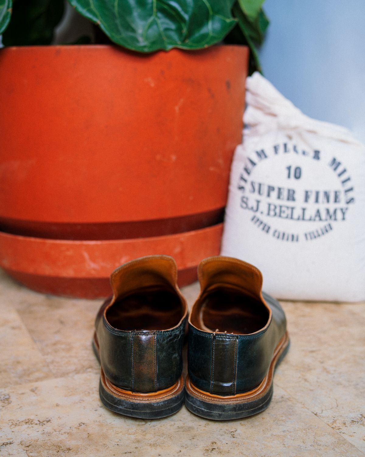 Photo by amvoith on February 4, 2023 of the Viberg Slipper in Horween Black Scuffed Shell Cordovan.