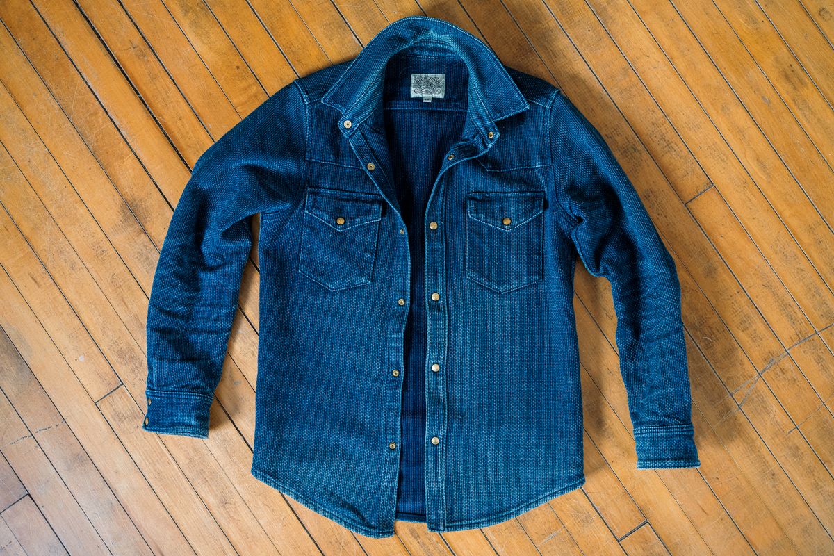 Photo by amvoith on January 7, 2026 of the Ship John Townes Shirt in 16 oz Japanese Sashiko Ori.