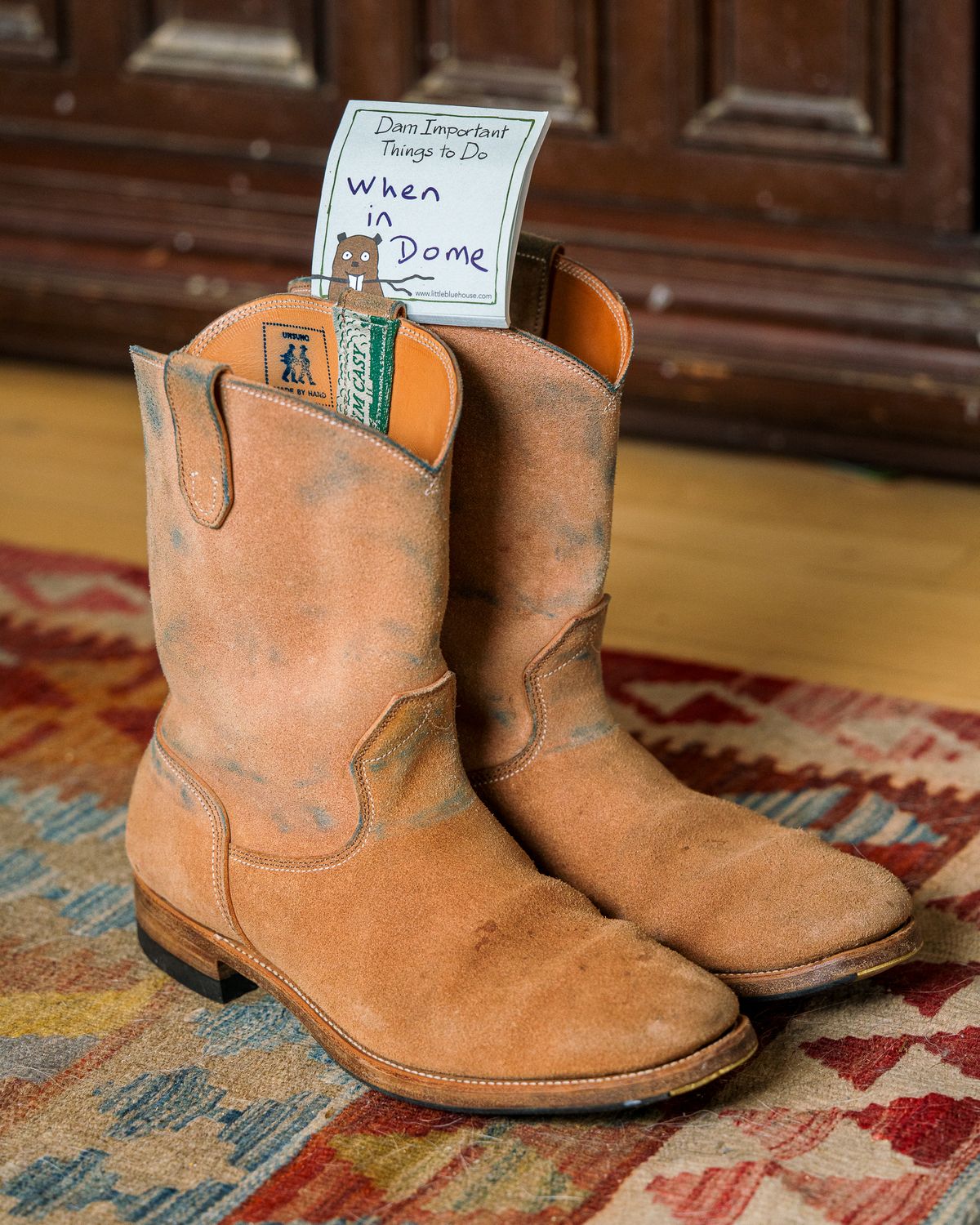 Photo by amvoith on November 3, 2024 of the Unsung Jim Casy in Wickett & Craig Natural Latigo Roughout.