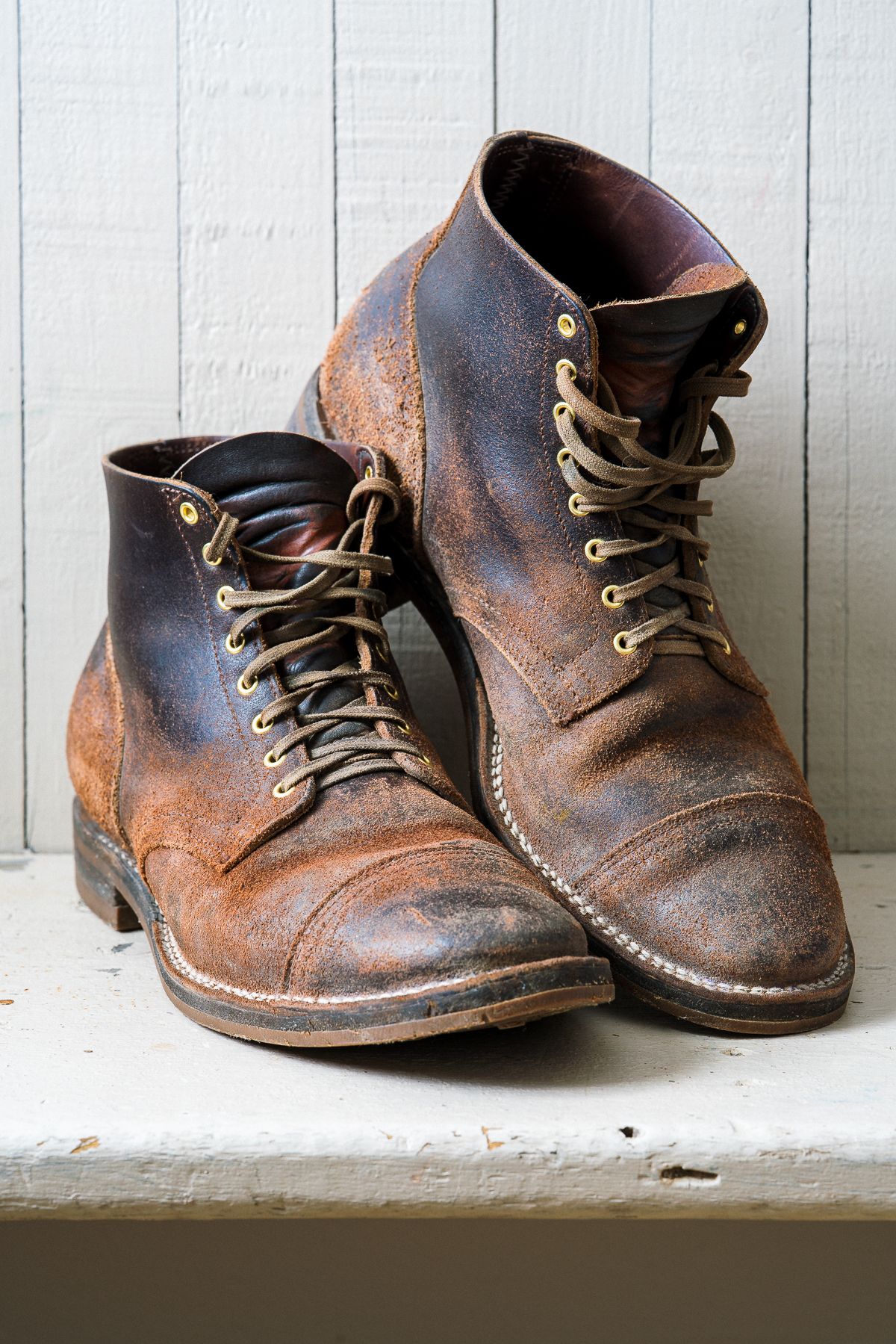 Photo by amvoith on April 4, 2024 of the Viberg Service Boot in Horween Brown Waxed Flesh.