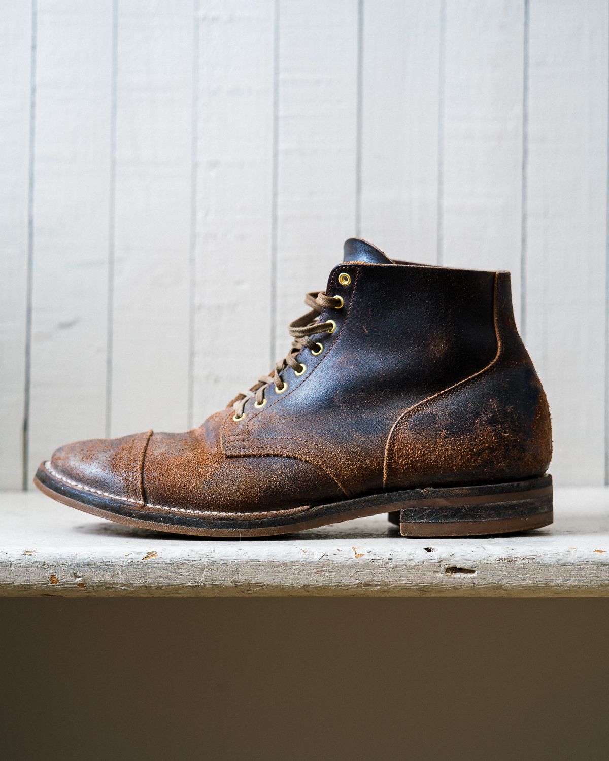 Photo by amvoith on April 4, 2024 of the Viberg Service Boot in Horween Brown Waxed Flesh.