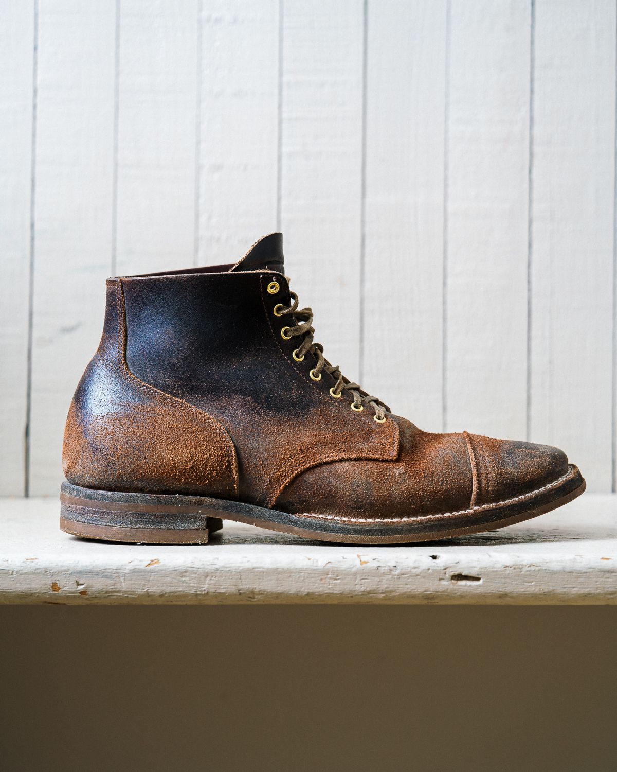 Photo by amvoith on April 4, 2024 of the Viberg Service Boot in Horween Brown Waxed Flesh.