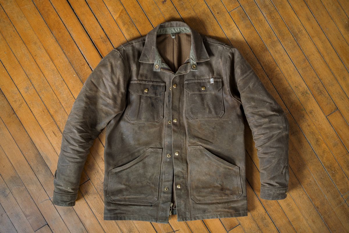 Photo by amvoith on January 7, 2026 of the Ship John Wills Jacket V2 in 24oz Waxed Cotton Twill & 9oz Cotton Herringbone Liner.