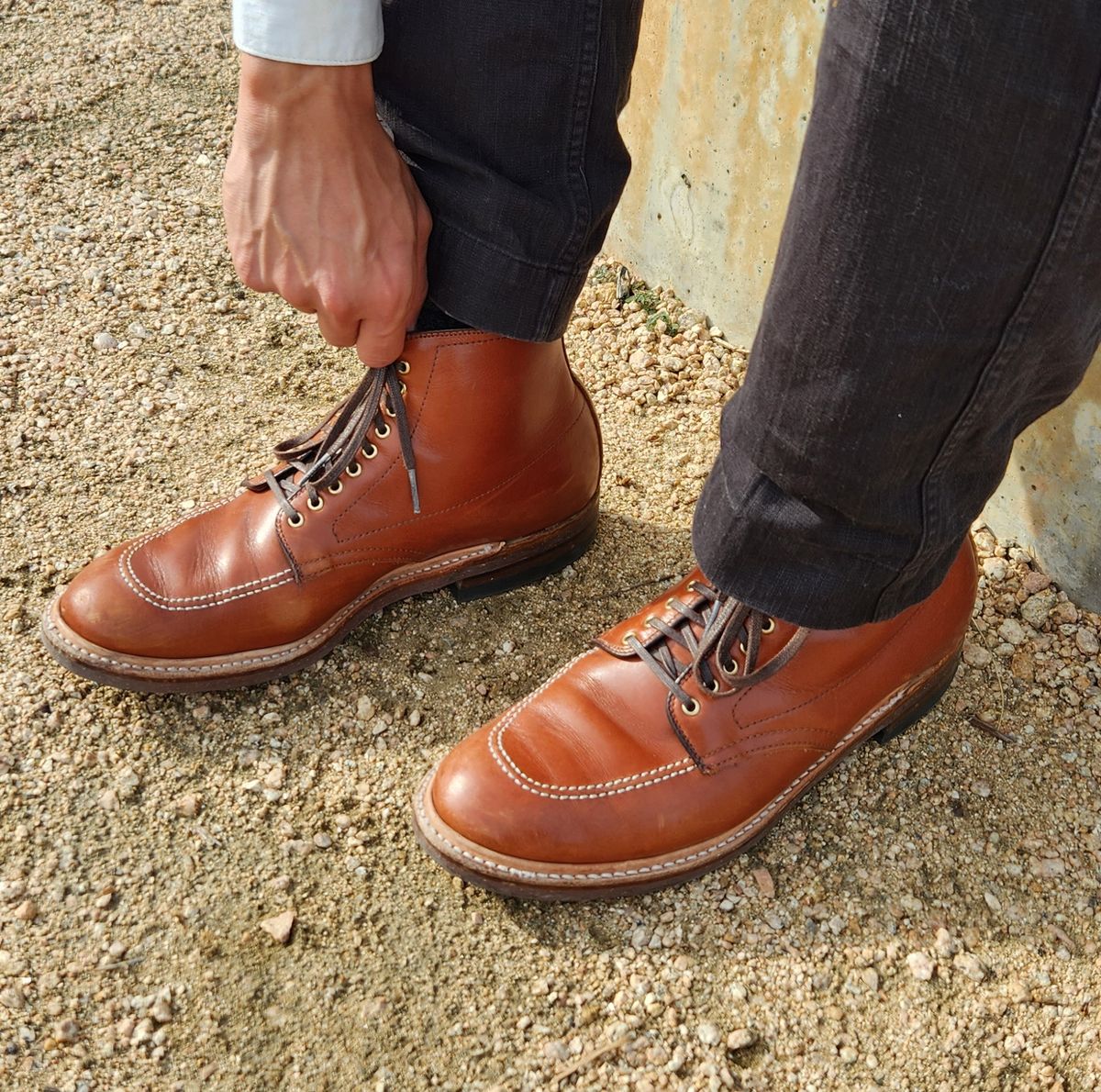 Photo by Blmader on March 28, 2023 of the Alden Indy Boot in Brown Atlantic Club Calf.